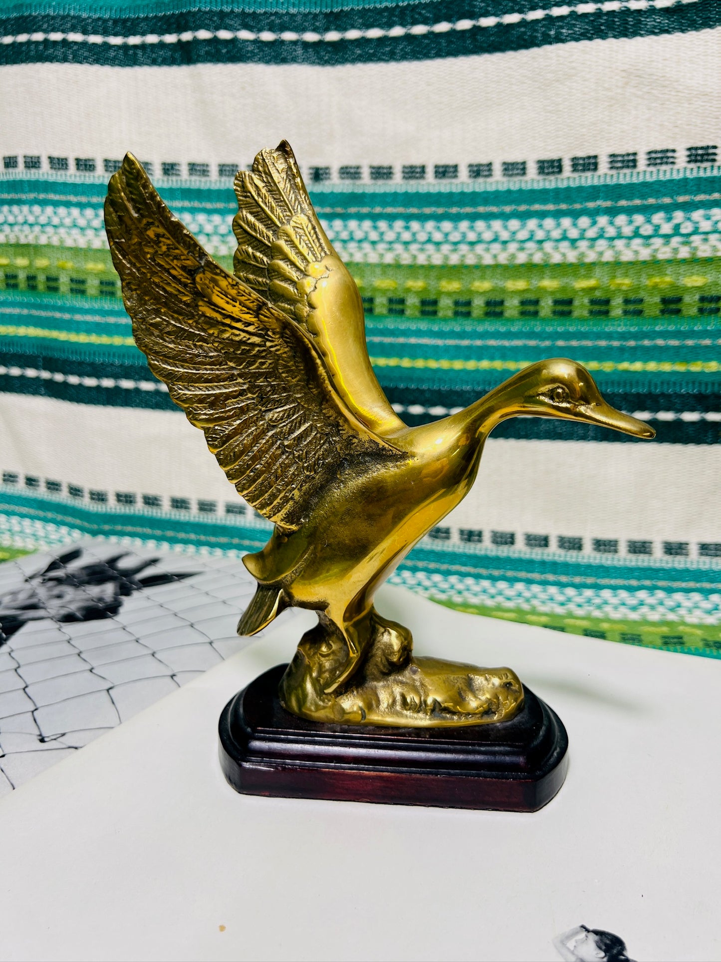 Vintage Brass Duck Statue