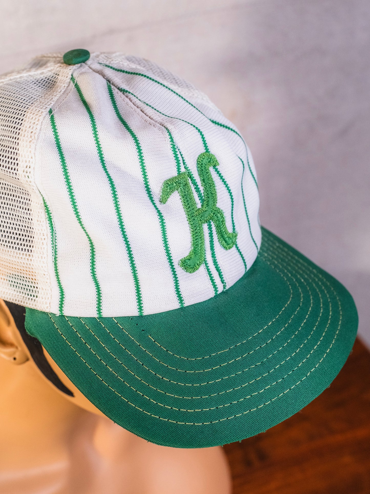 Vintage 1960s Green & White "K" Baseball Cap