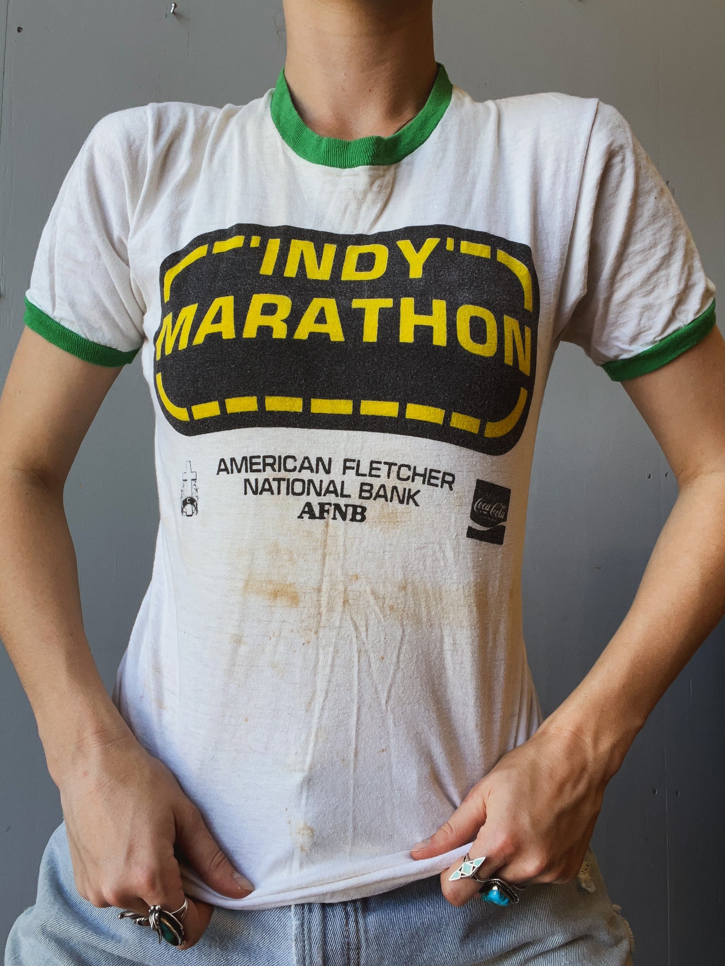 Vintage 1970’s Indy Marathon 500 Festival Two-Sided Graphic T-Shirt