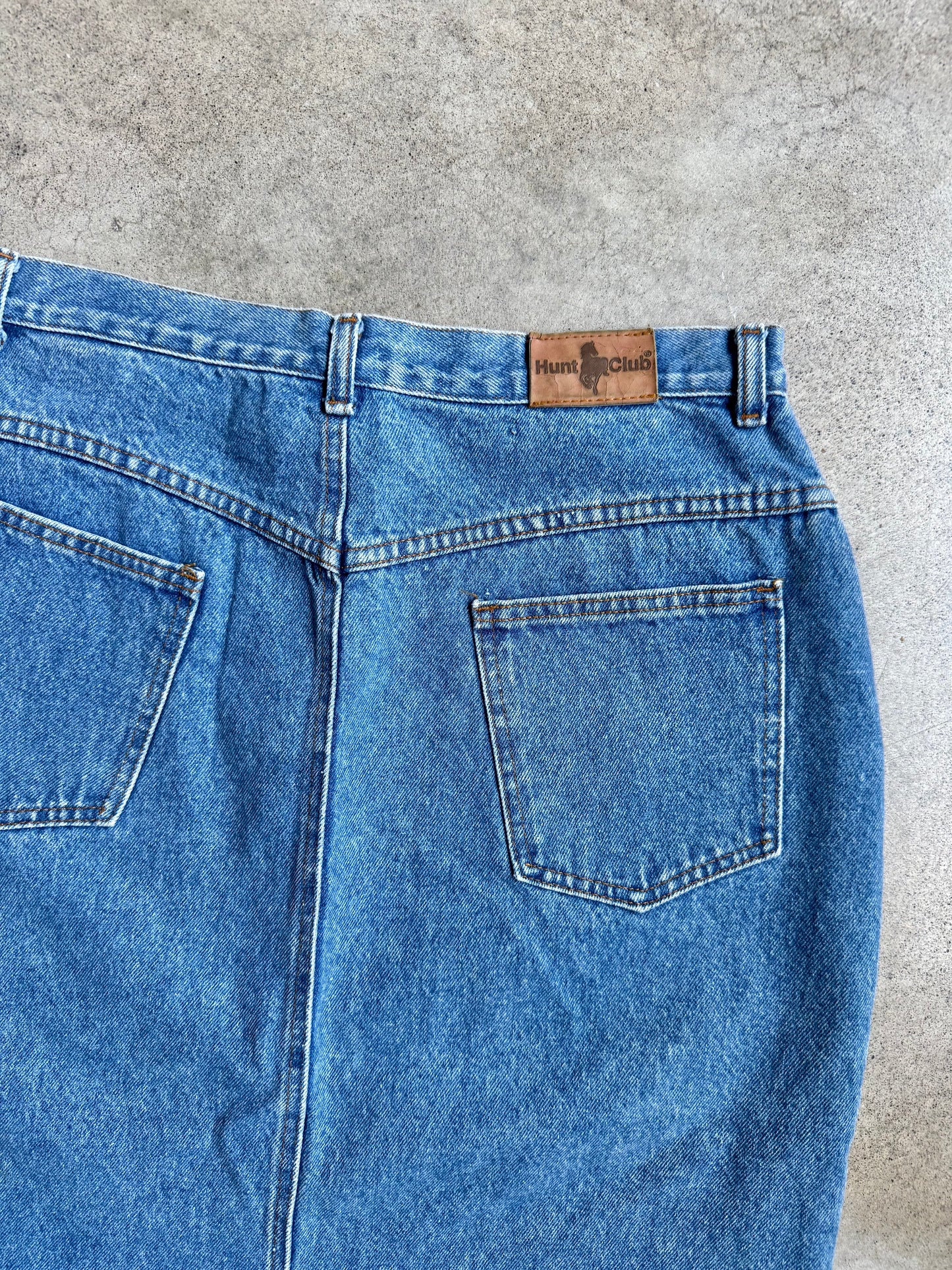Vintage 1990s Hunt Club Denim Midi Skirt | Waist 32”