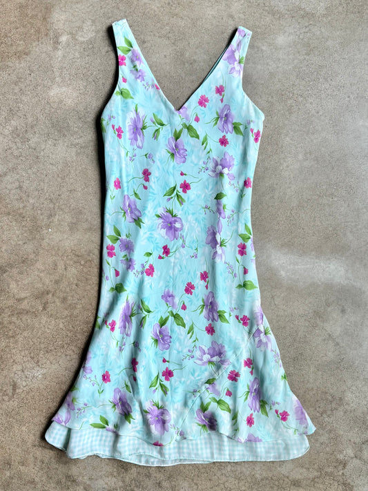 Vintage 1990s Jones New York Floral Silk Sleeveless Midi Dress | M/L