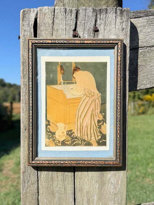 Vintage 1970s Framed Mary Cassatt "Woman Bathing" Print Art