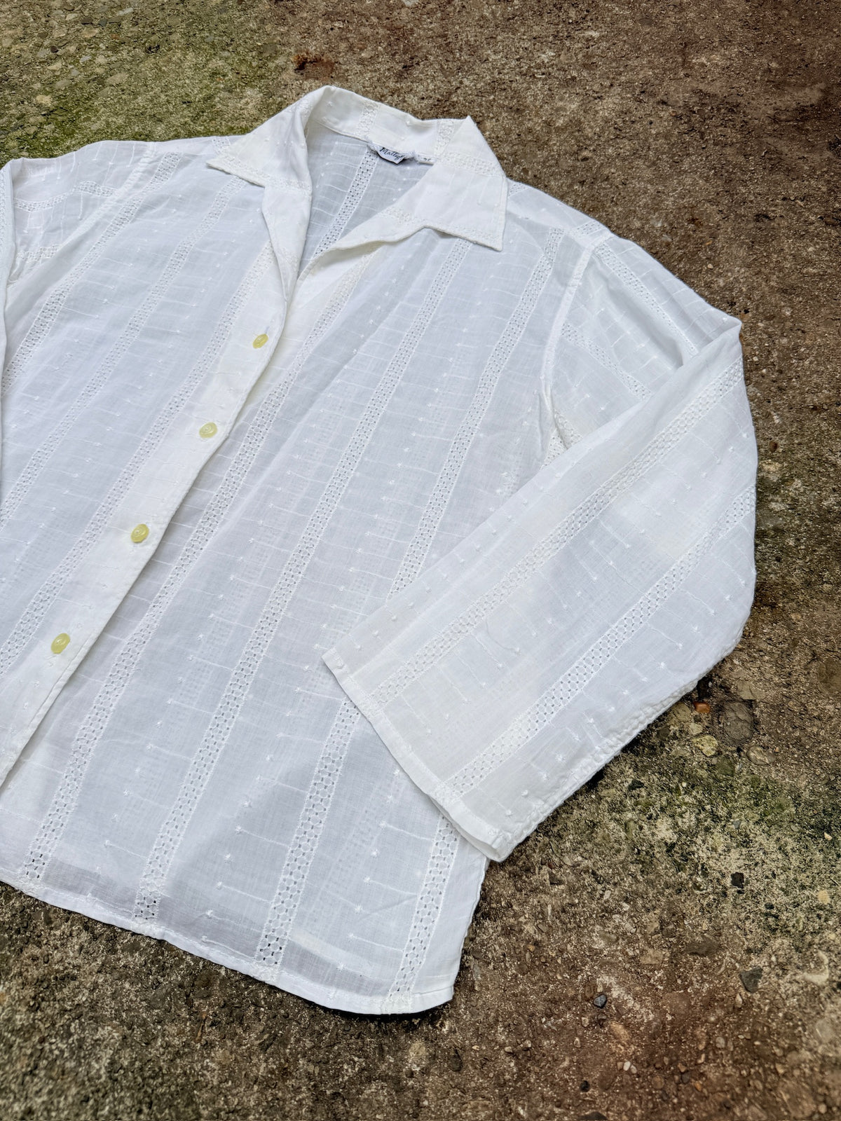 Vintage 1970's White Mattique White Collared Blouse