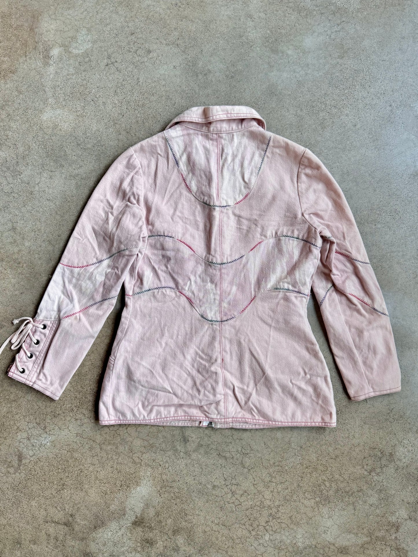 Vintage 1960s Roncelli Rainbow Stitch 100% Cotton Western-Style Zip-Up Jacket | XS/S