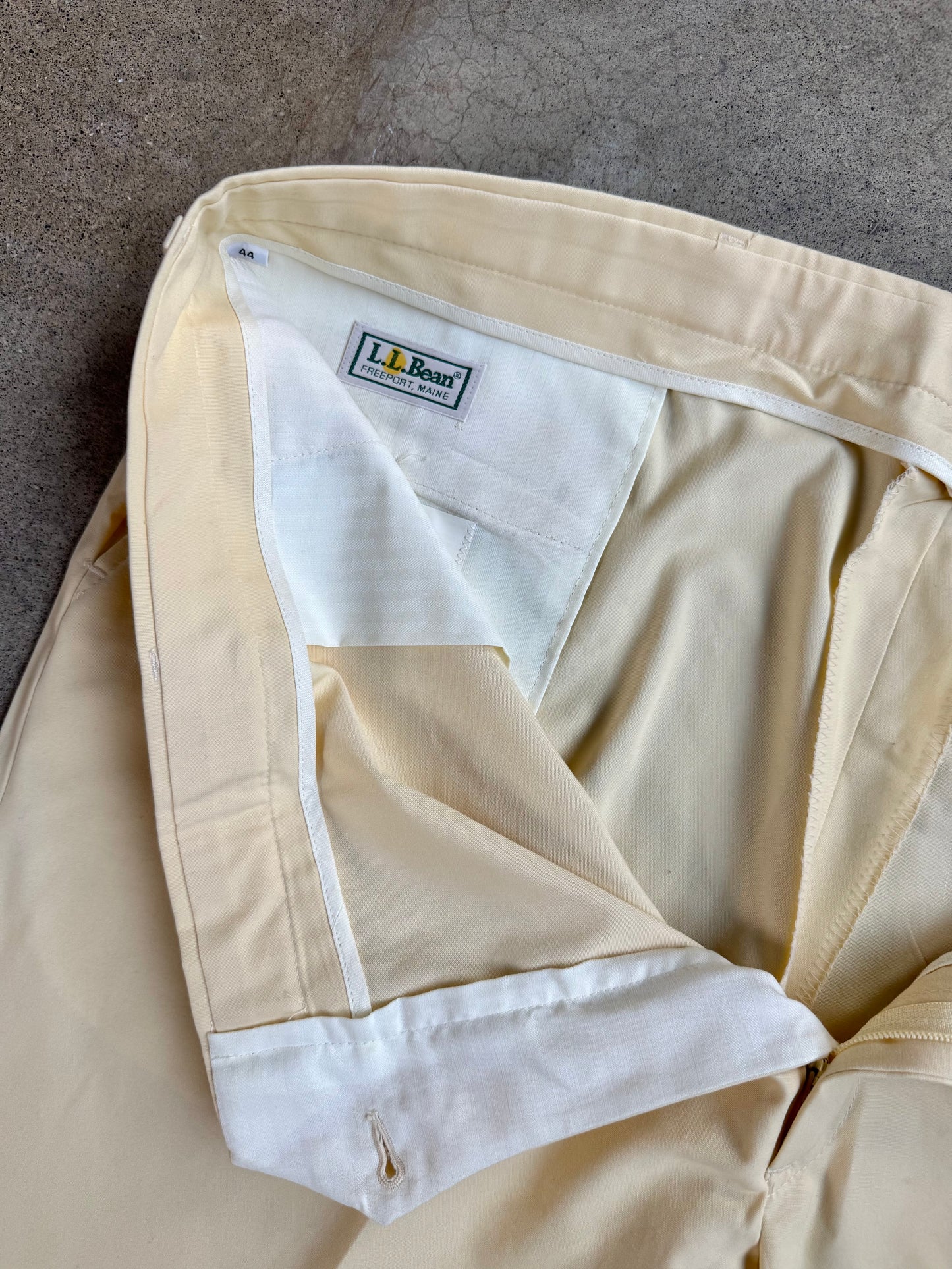Vintage 1980s L.L. Bean Pale Yellow Trousers | Waist 44”
