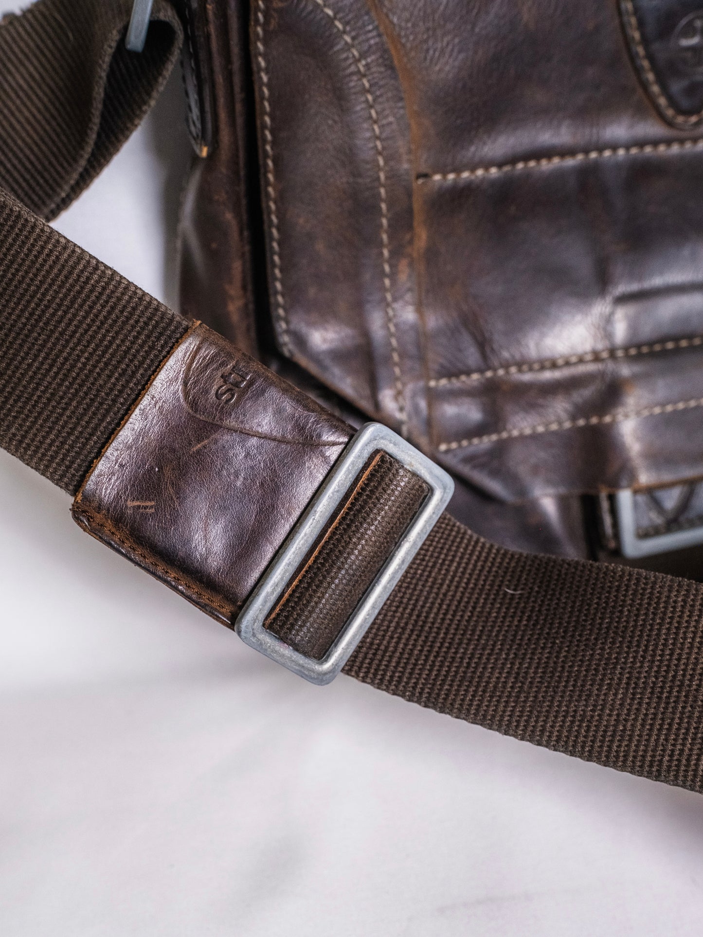 Strellson Brown Leather Crossbody Satchel Messenger Bag