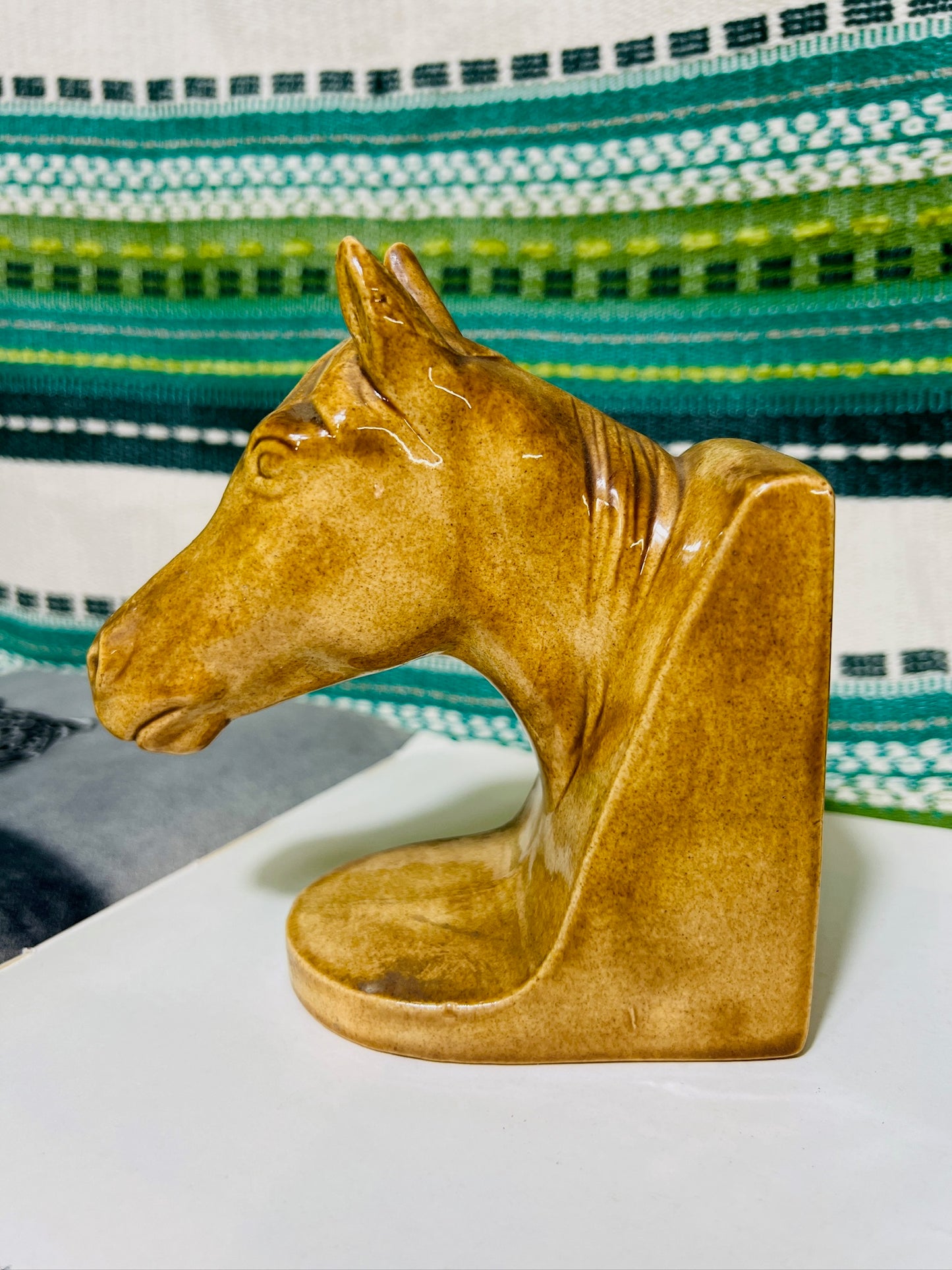 Vintage Ceramic Horse Head Bookend