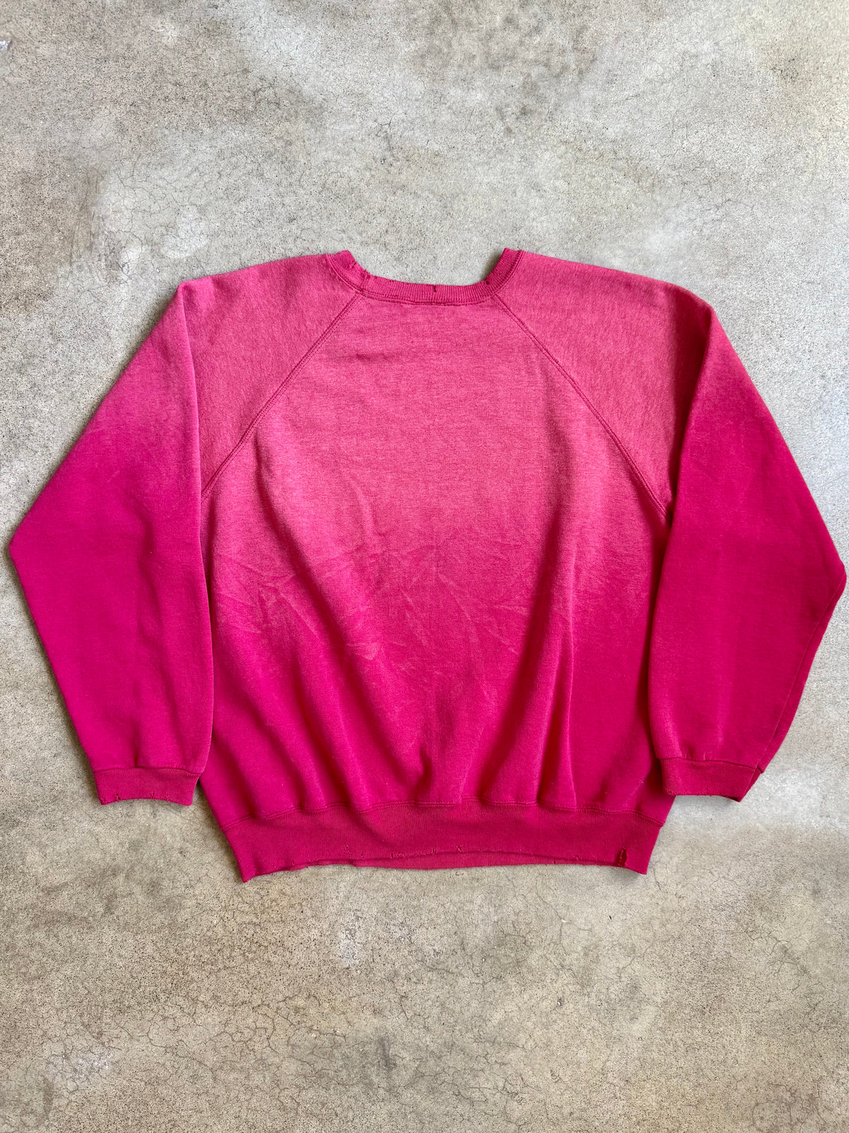 Vintage-Style Red Chainstitch “California” Distressed Raglan Sweatshirt | Large