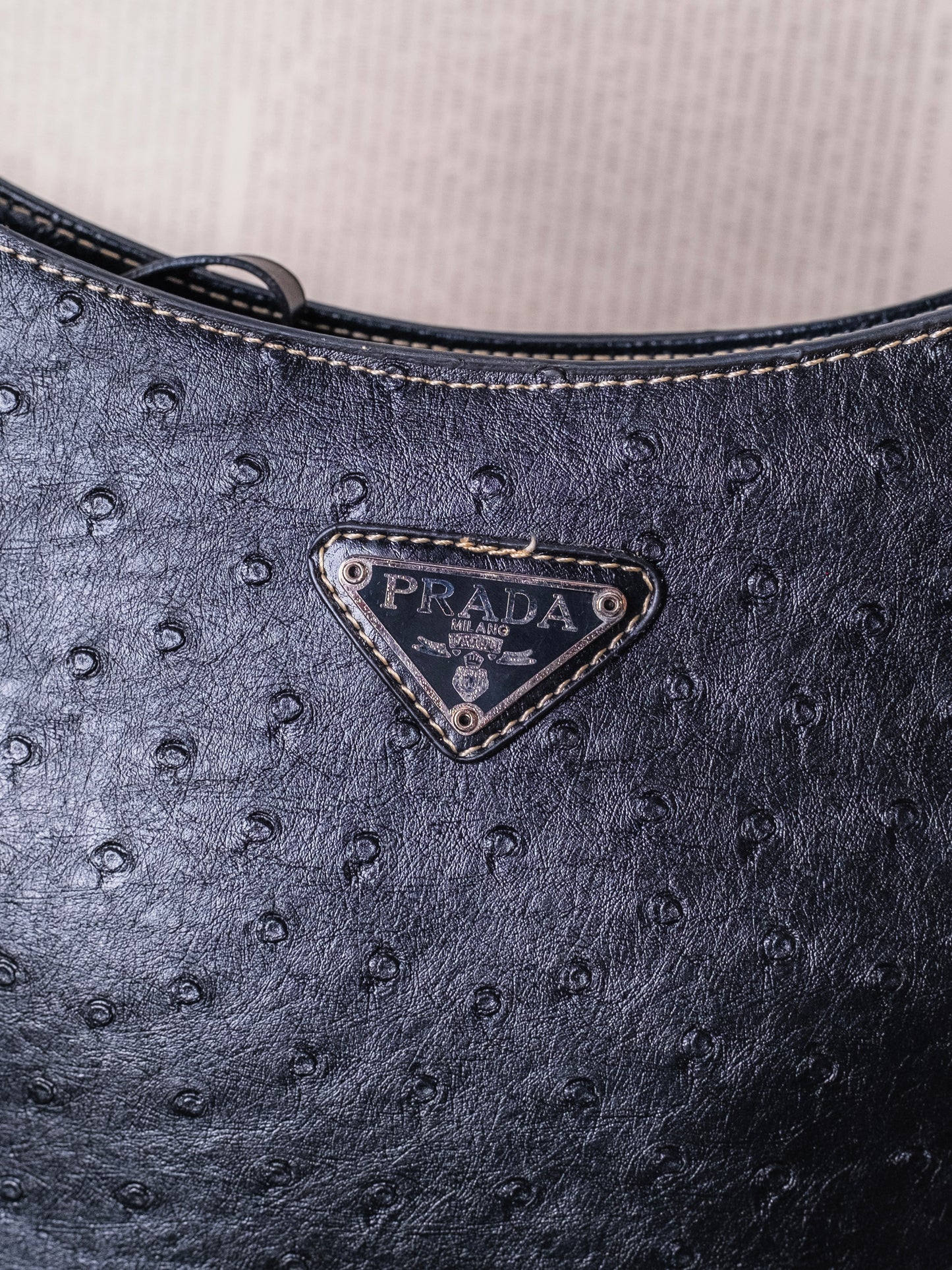90s Prada Dupe Faux Ostrich Shoulder Bag