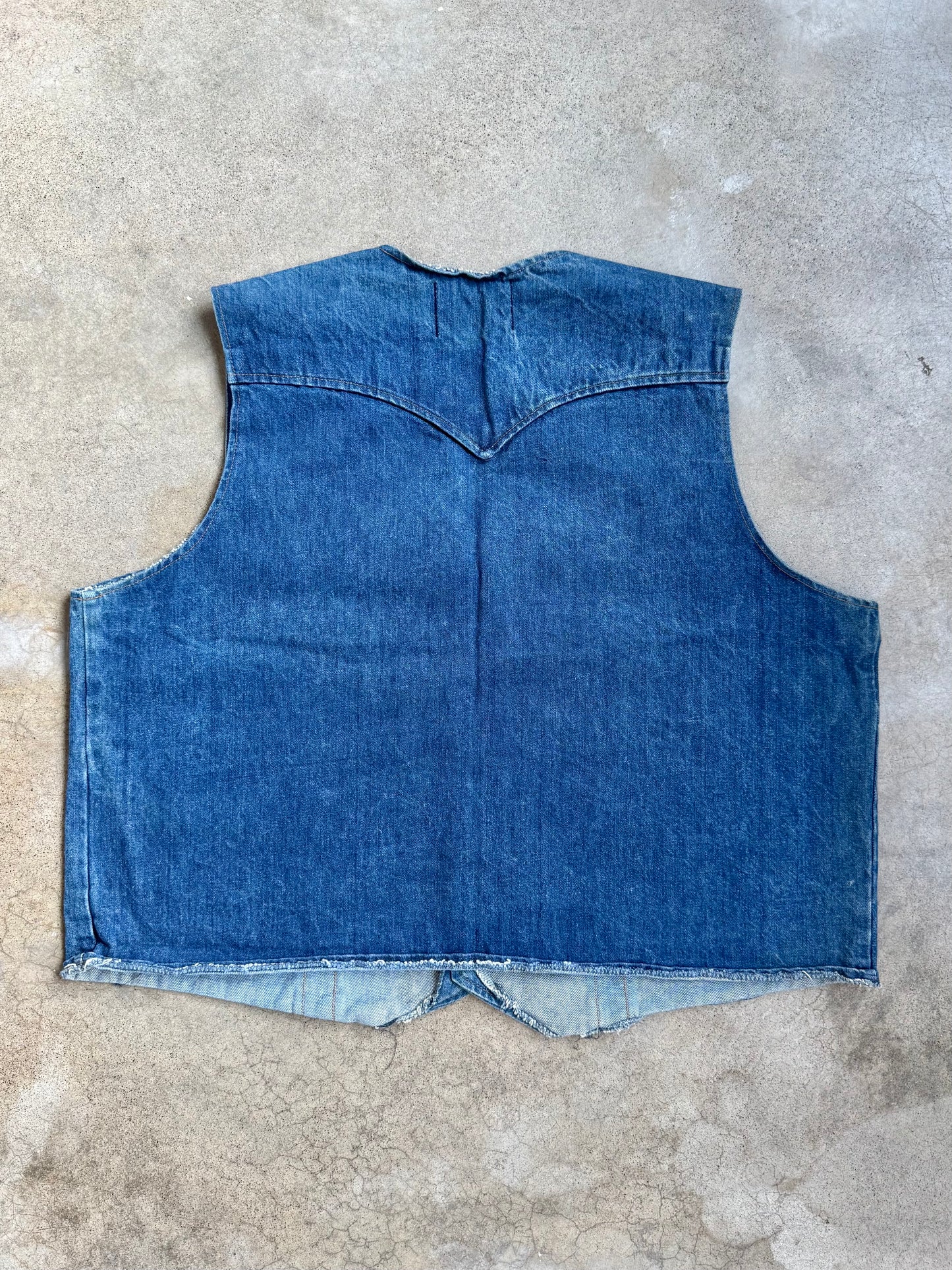 Vintage 1970s Dee Cee Western Denim Vest | 3XL