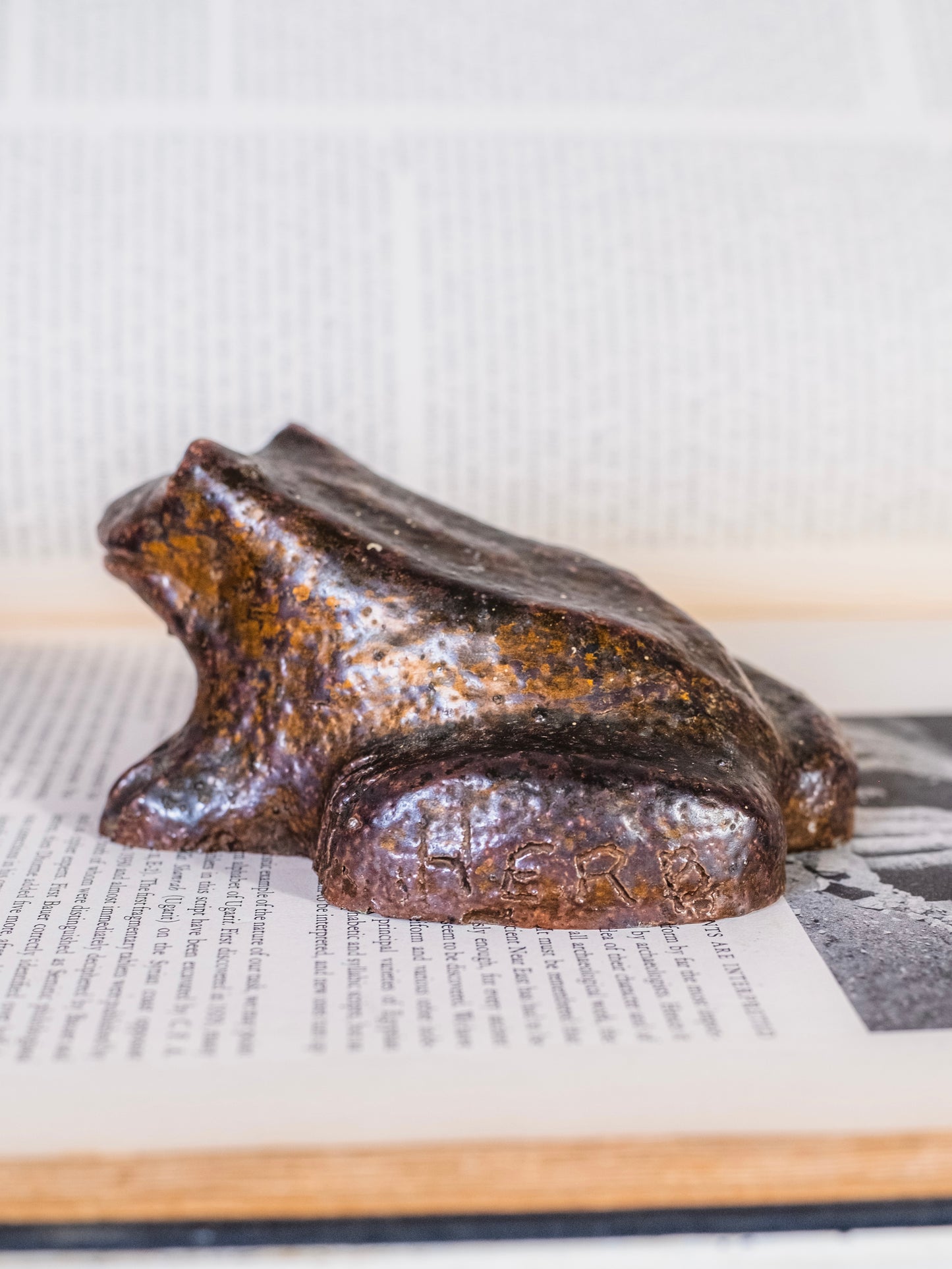 Vintage 1930s Folk Art Sewer Tile Stoneware Frog Figurine