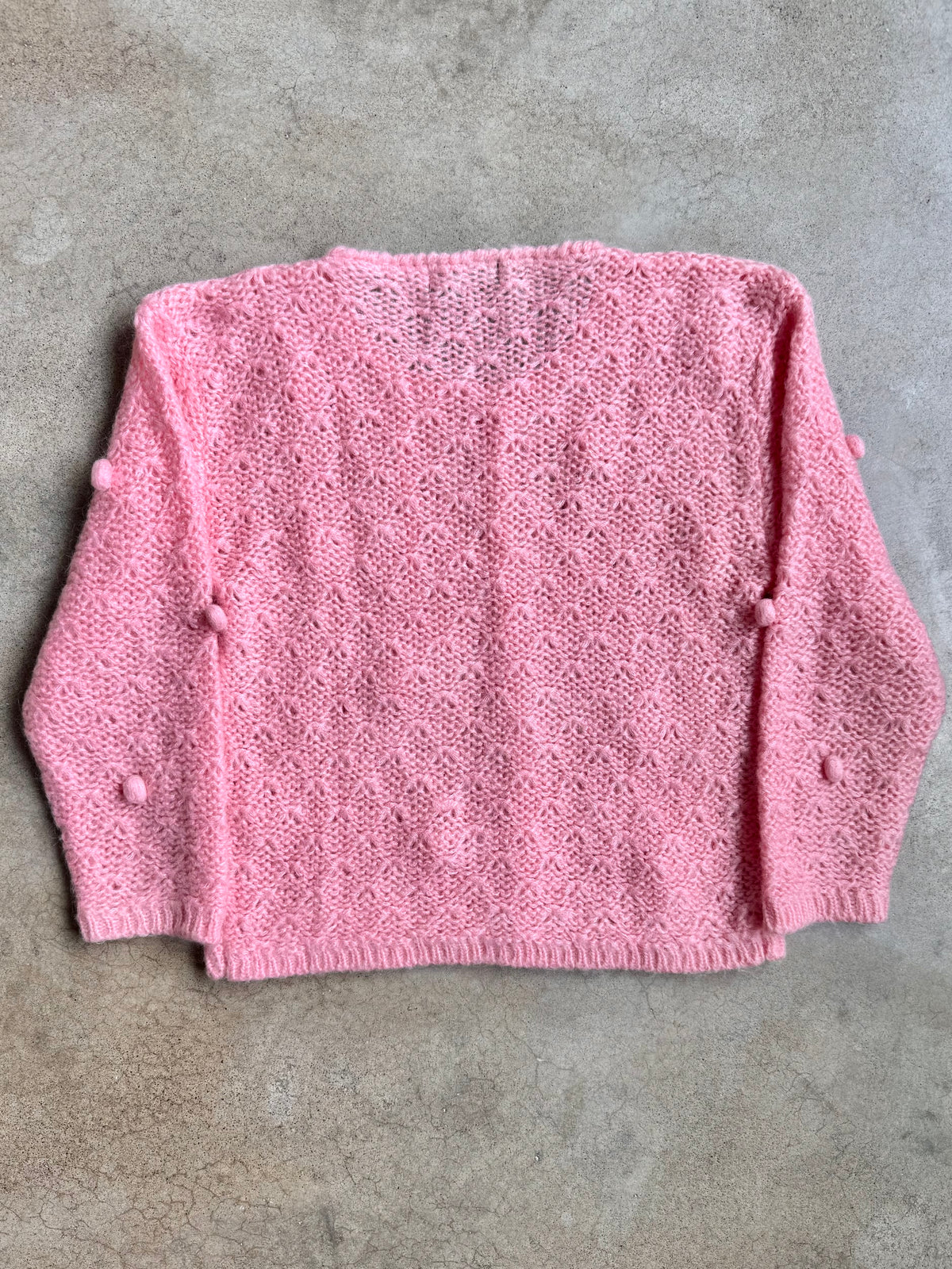 Vintage 1980s Wilshire Pink Bobble Knit Wool-Blend Sweater | Medium