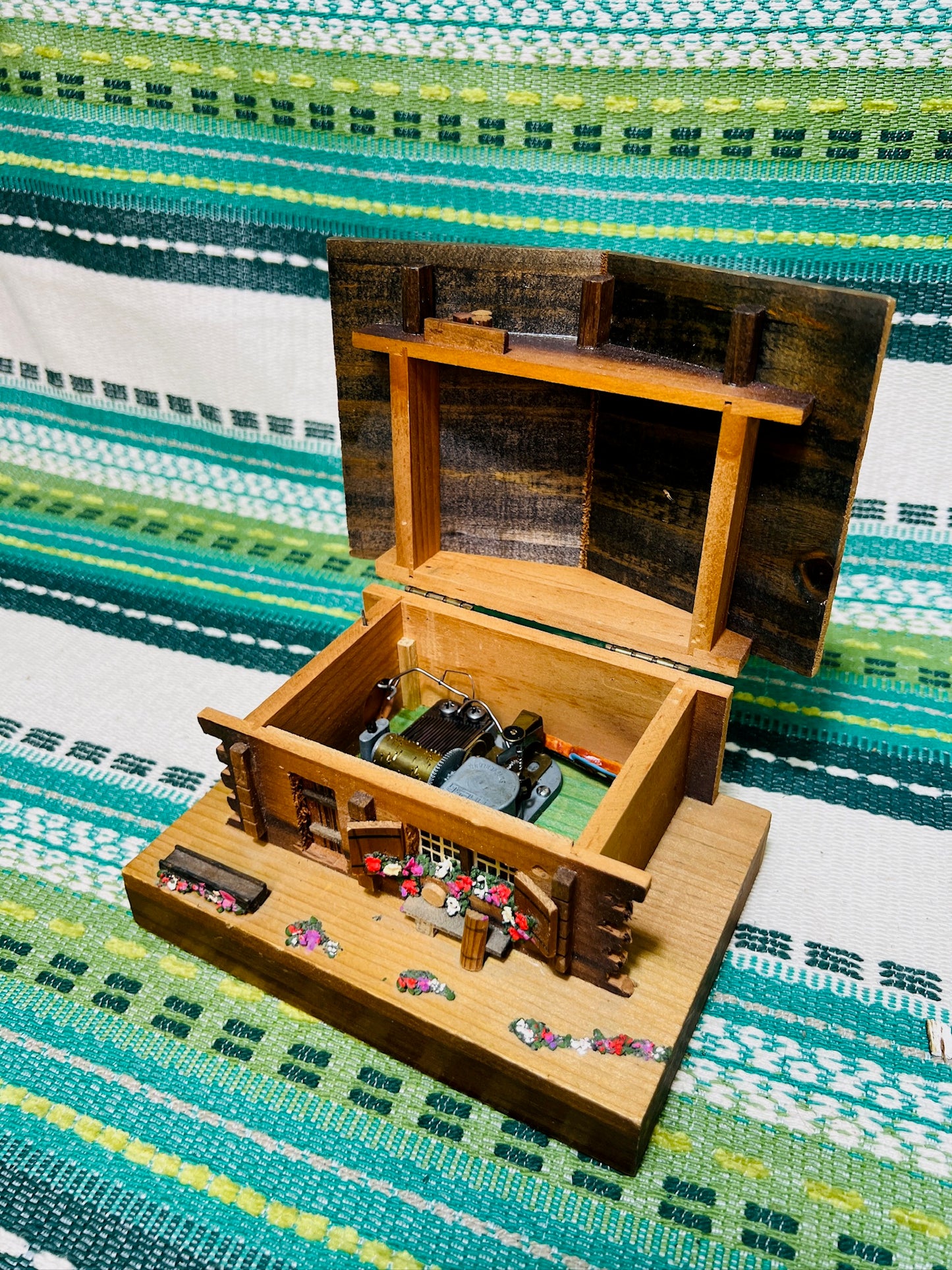 Vintage 1950s Swiss Wooden House Music Box