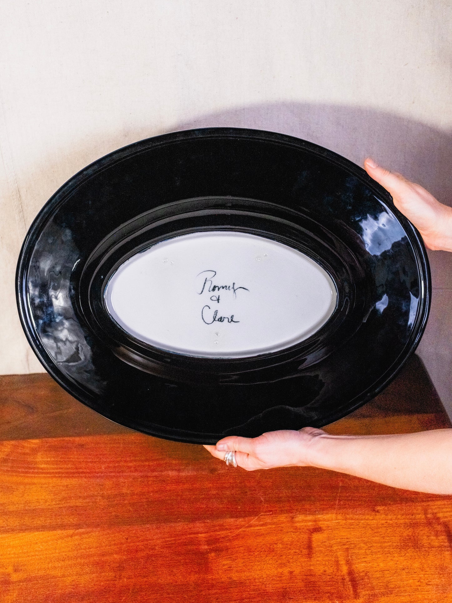 Vintage 1990s Romy & Clare Abstract Pattern Oval Serving Platter