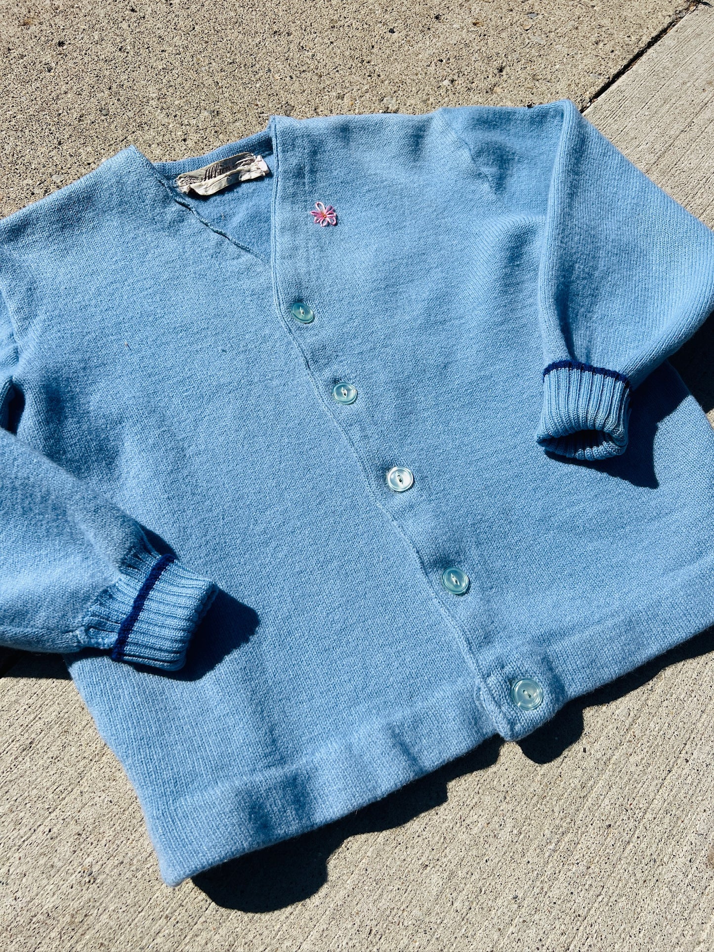 Vintage 1940s/50s Albion Knit Blue Wool Cardigan | Medium