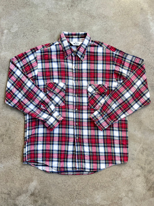 Vintage 1980s Woolrich Red Plaid Flannel Shirt | XL