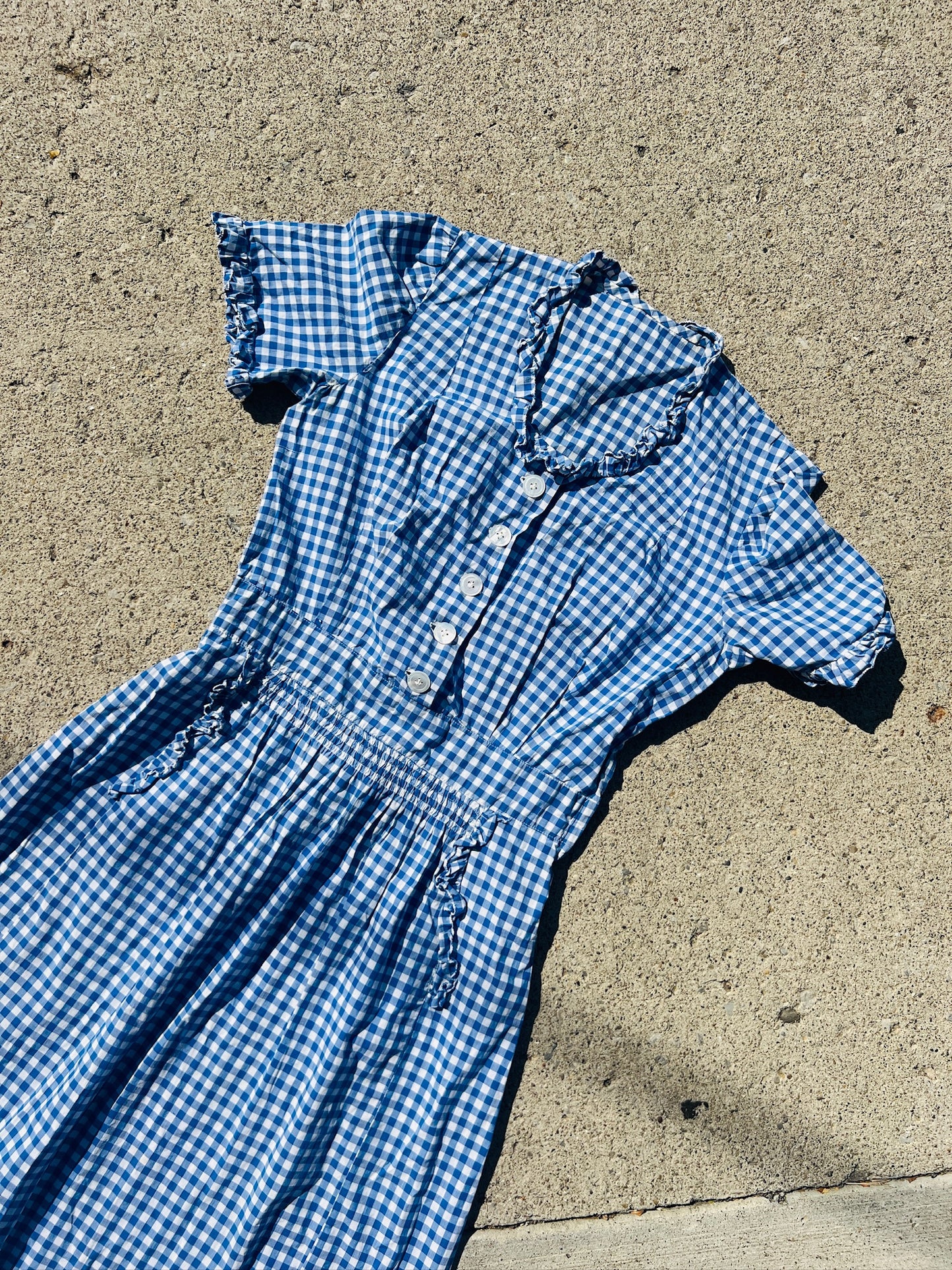 Vintage 1950s Blue Gingham Babydoll Dress