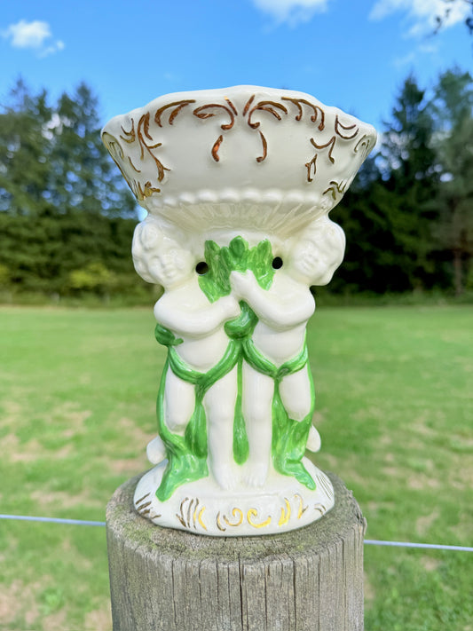 Vintage 1950s Ceramic Cherub Pedestal Dish
