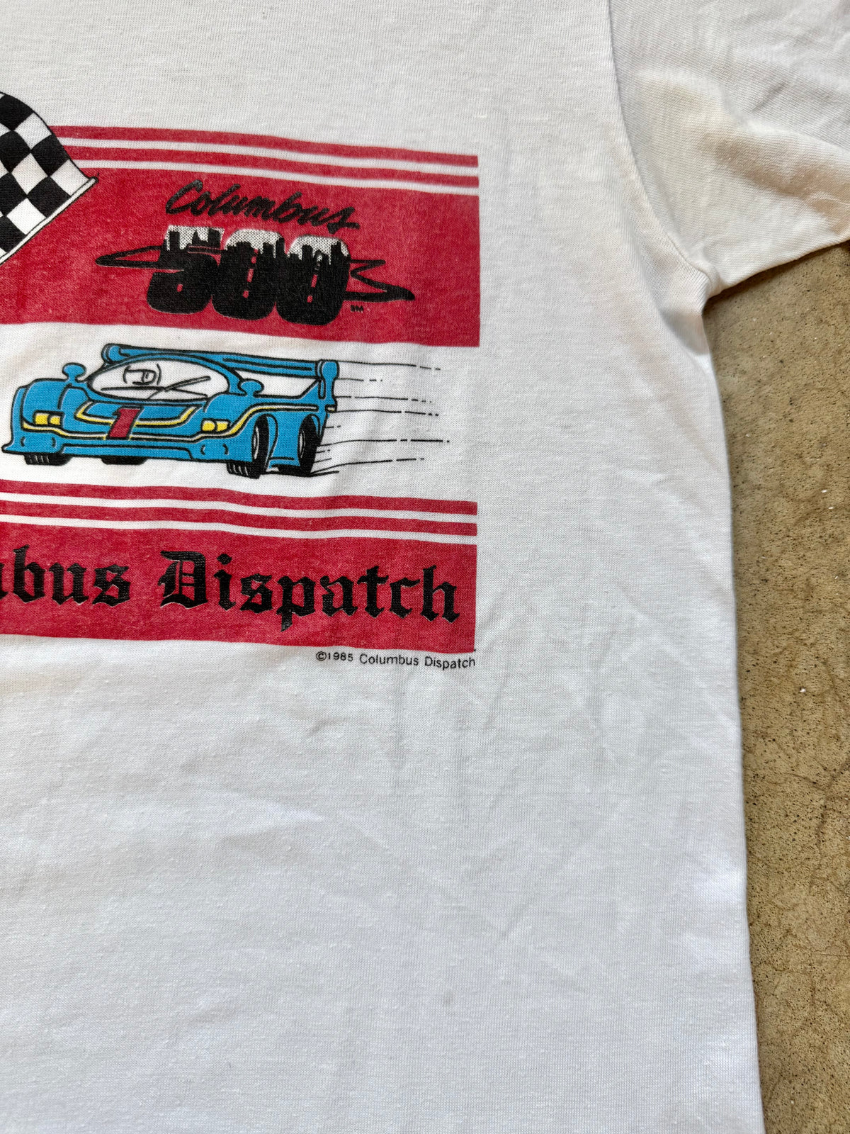 Vintage 1985 Columbus Dispatch “Columbus 500” Racing Graphic Tee | Medium