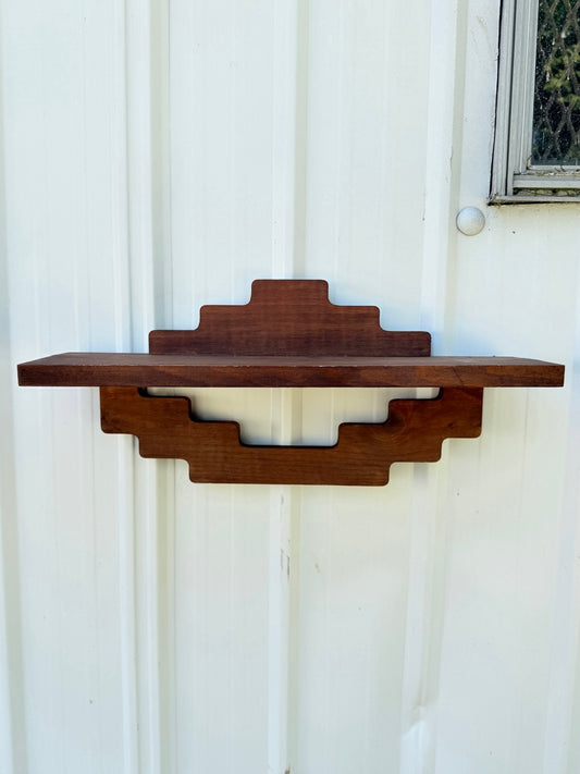 Vintage 1960s Southwestern-Style Wooden Wall Shelf