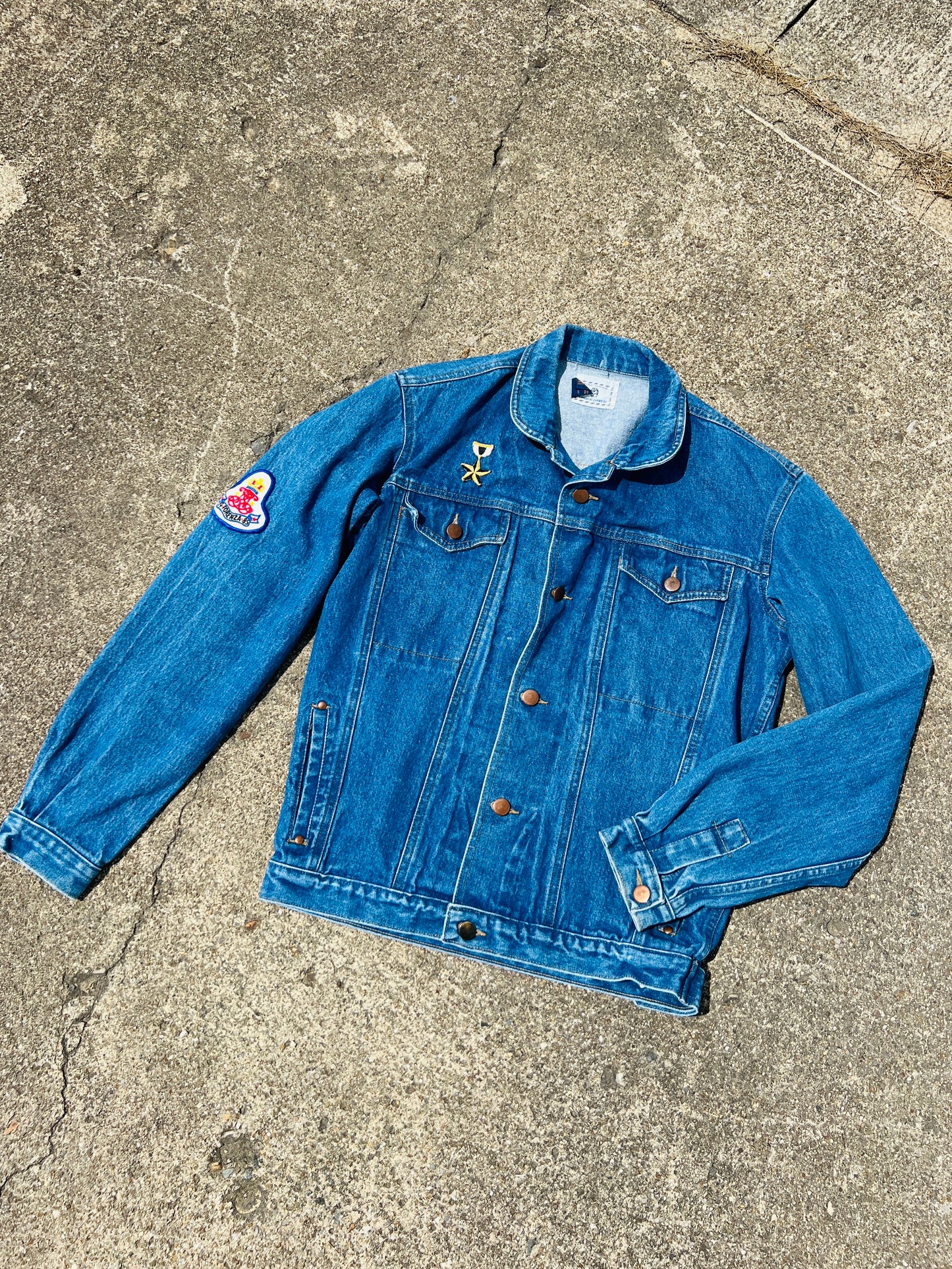 Vintage 1990s Limited Express Patched Denim Trucker Jacket