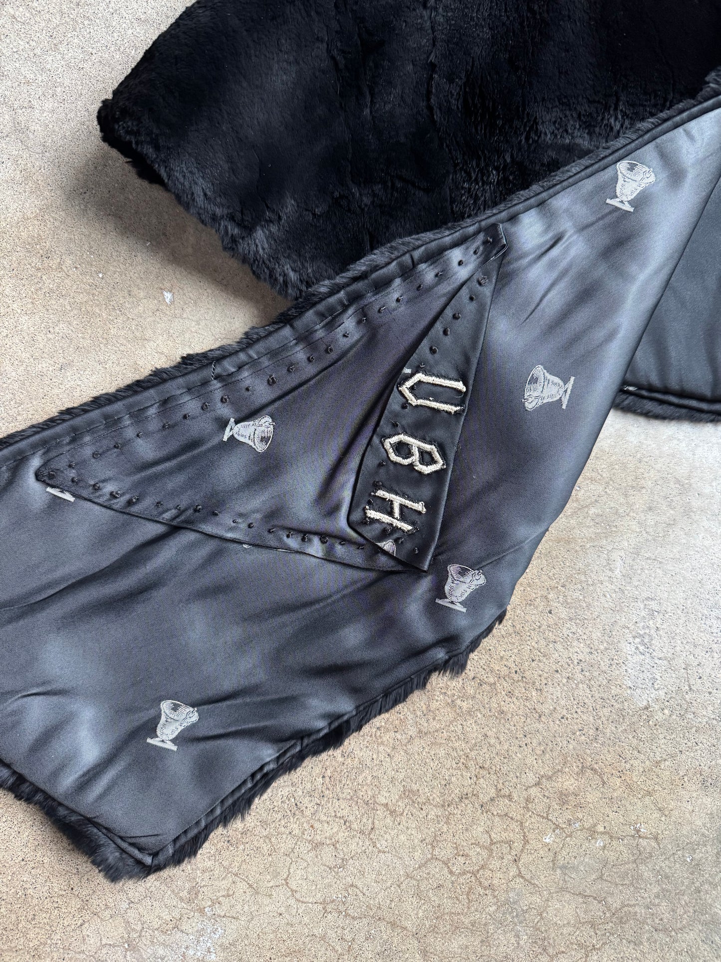 Vintage 1940s Morris Cohen Black Shaved Rabbit Fur Stole