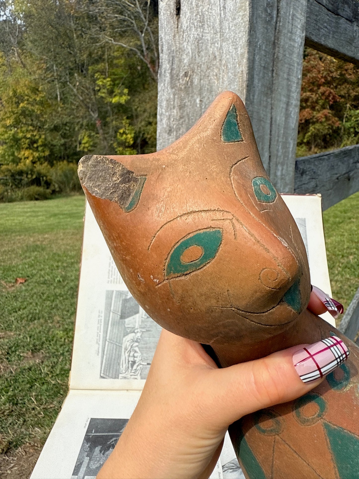 Vintage 1950s Handmade Pottery Oaxaca Mexican Cat Statue