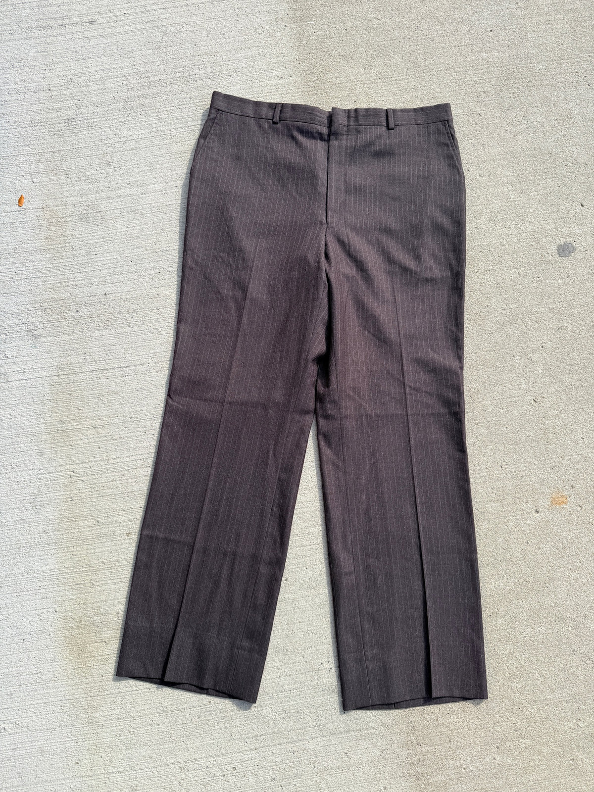 Vintage Charcoal Grey Pinstripe Wool Trousers | Waist 38”