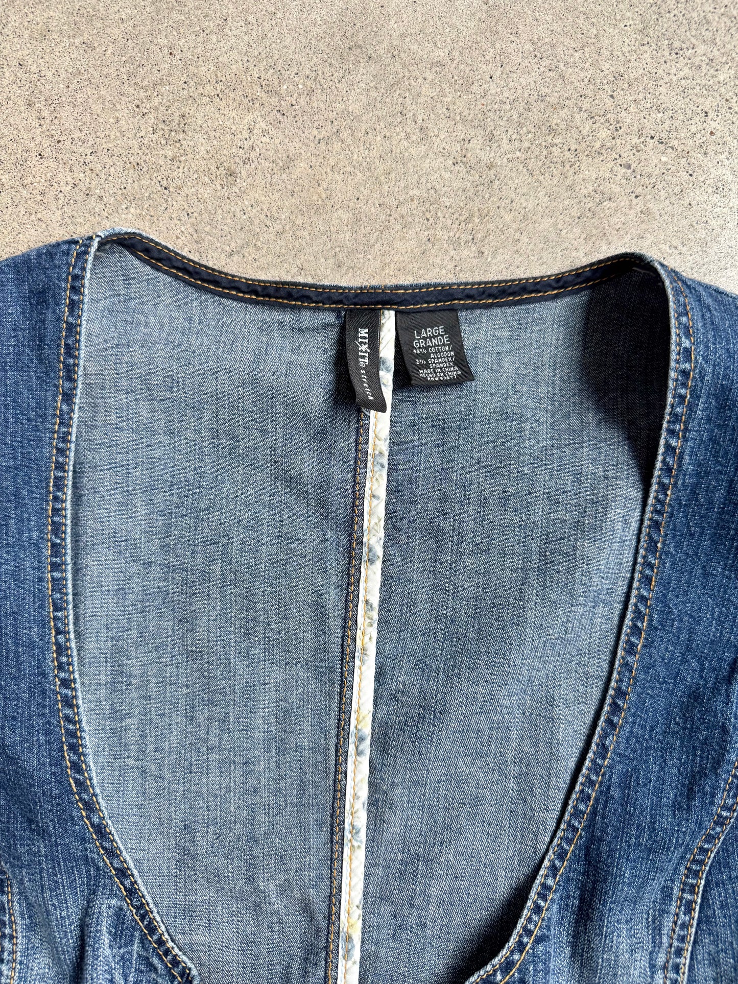 2000s Mixit Medium Wash Denim Corset Vest | Large