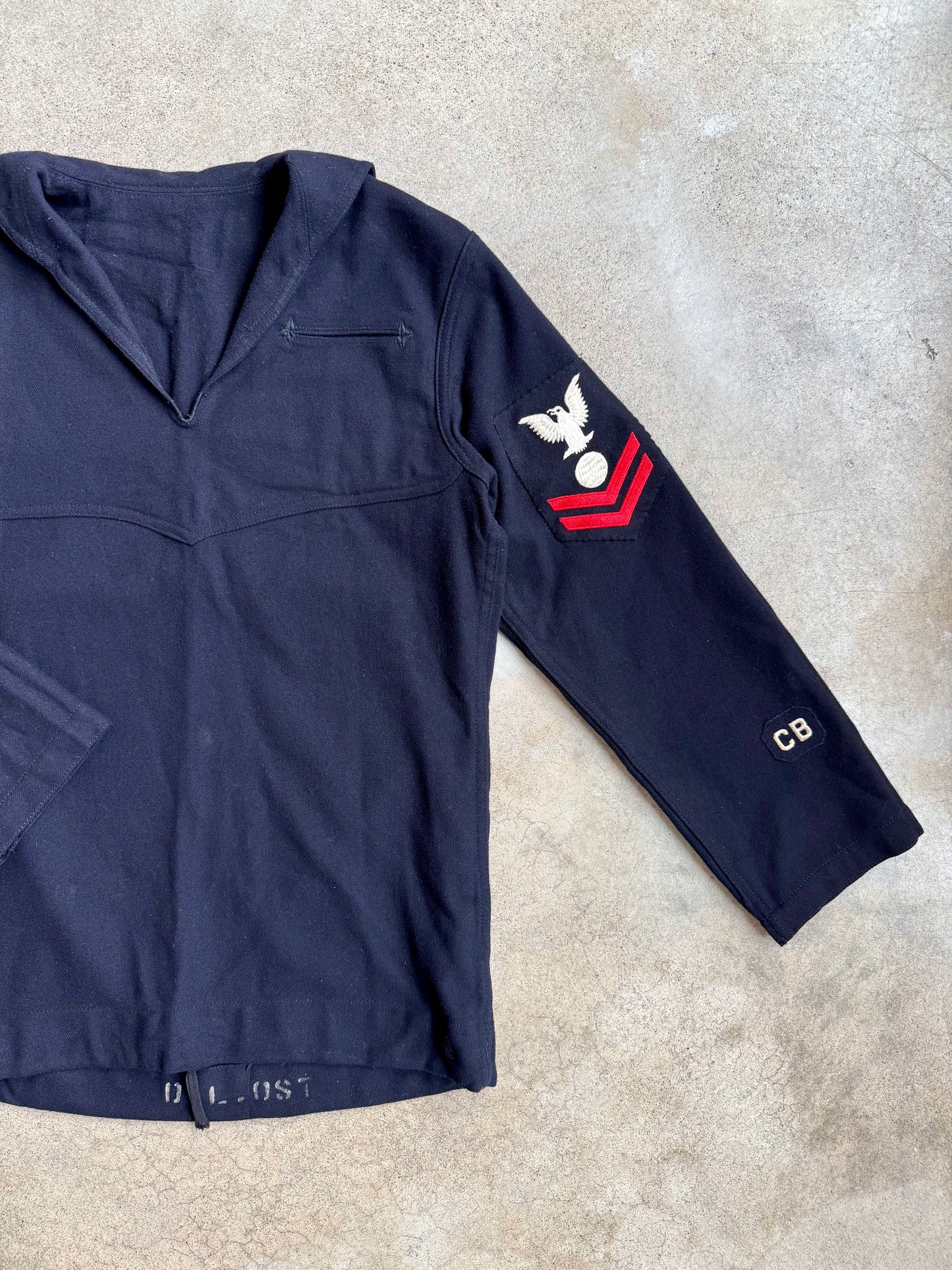 Vintage 1950s U.S. Navy Wool Sailor Jumper Uniform Shirt | Small