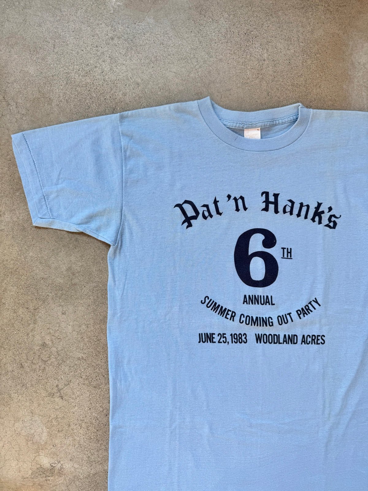 Vintage 1983 “Pat ‘n Hanks 6th Annual Summer Coming Out Party” Graphic Tee | Large