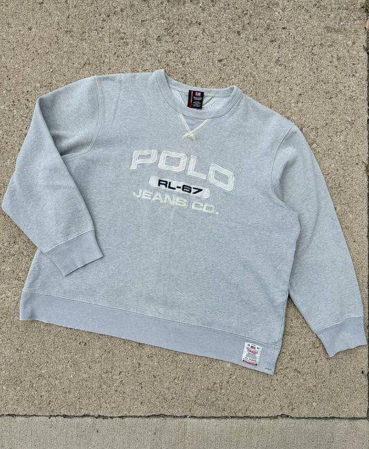 Vintage 1990s/Y2K Ralph Lauren Polo Jeans Grey Crewneck Sweatshirt