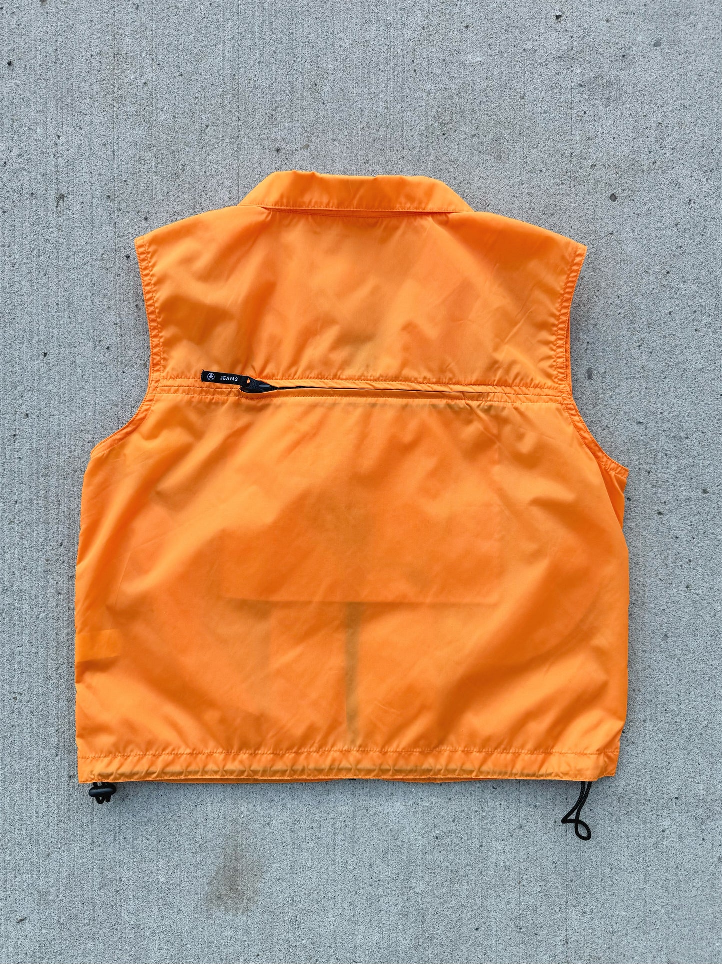 Y2K Calvin Klein Orange Nylon Windbreaker Zip Up Vest | Medium