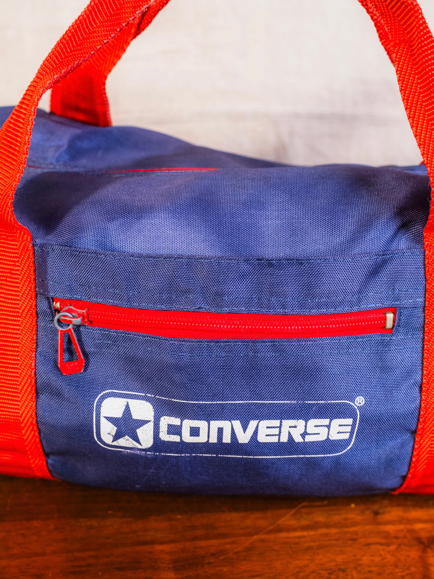 Vintage 1990s Converse Navy Blue & Red Small Duffel Bag