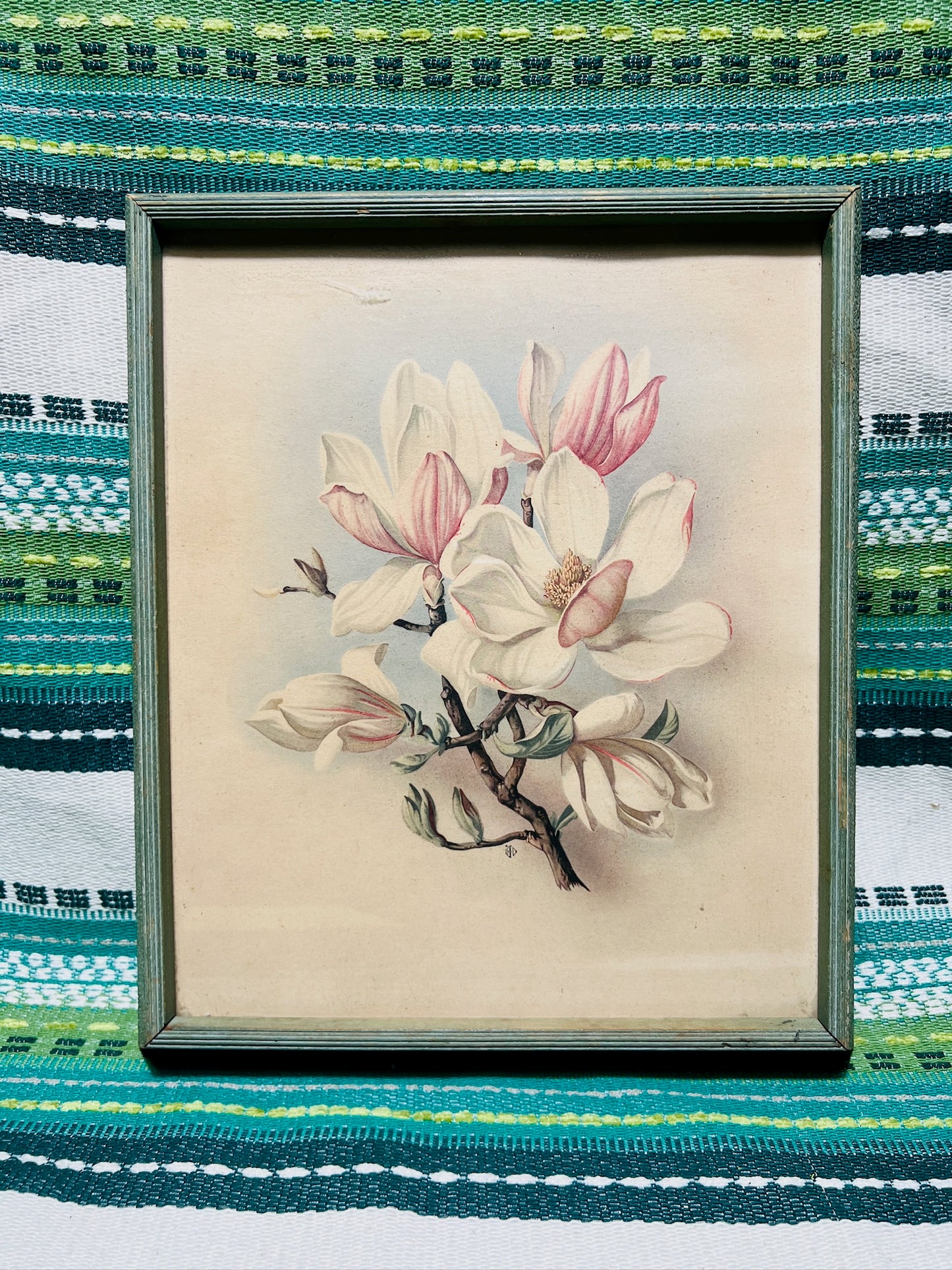 Vintage 1950s IBF Co. Framed Floral Lithograph Print