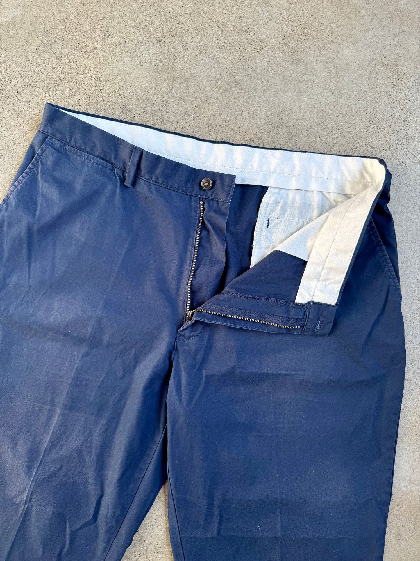 Vintage 1990s Polo Ralph Lauren Navy Blue 100% Cotton Trousers | 38x30