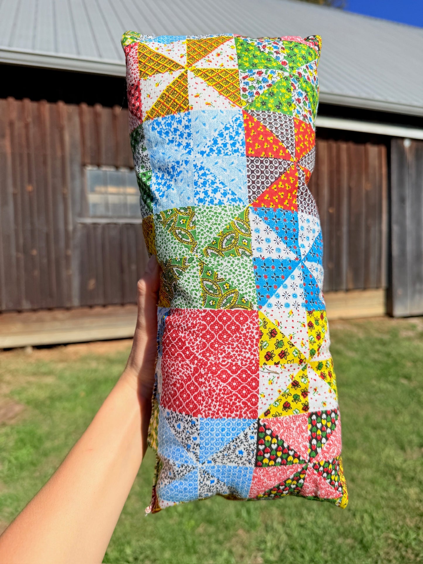 Vintage 1970s Handmade Patchwork Throw Pillows | Set of 2