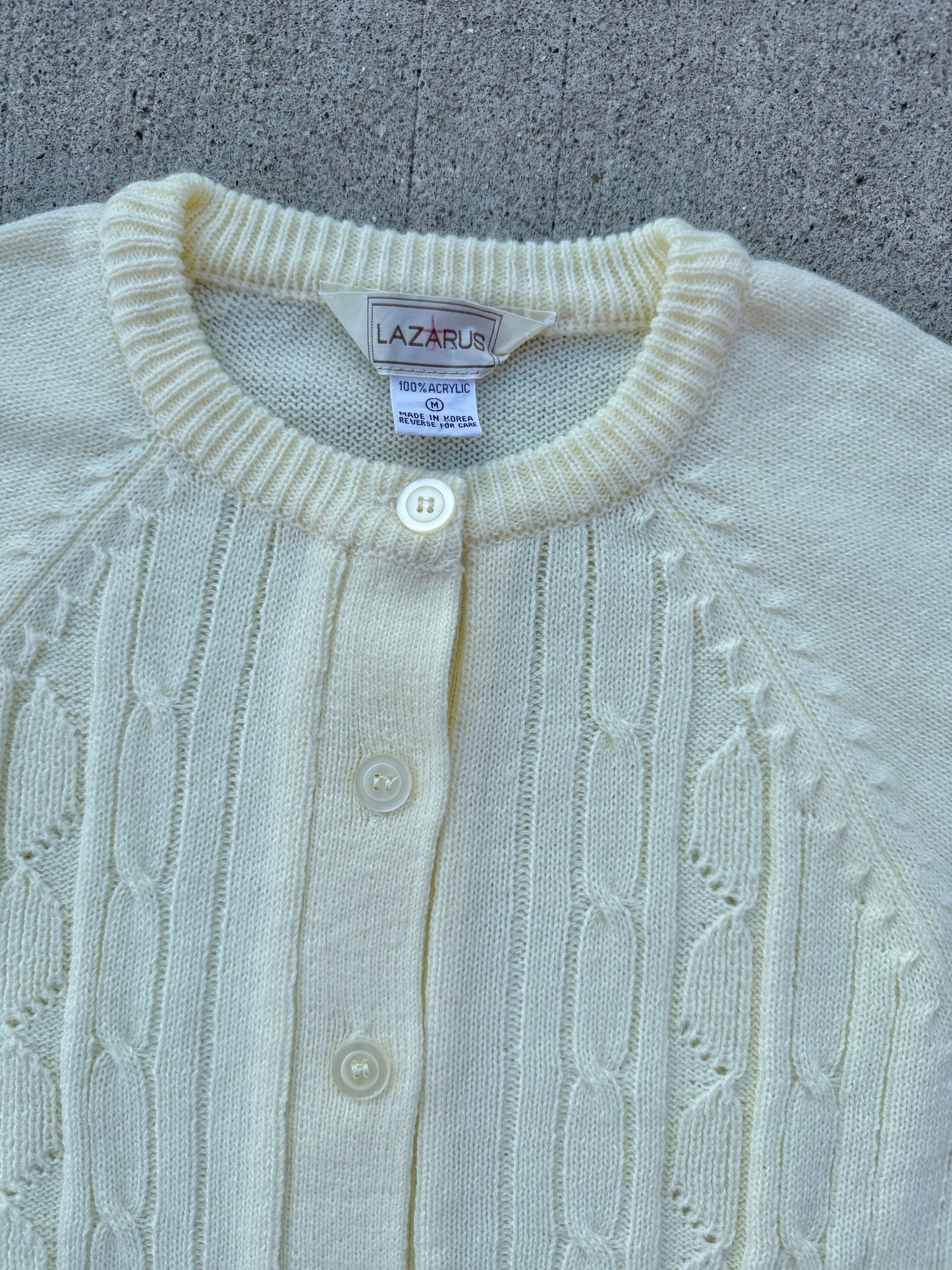 Vintage 1980s Lazarus Cream Buttoned Cardigan | Medium