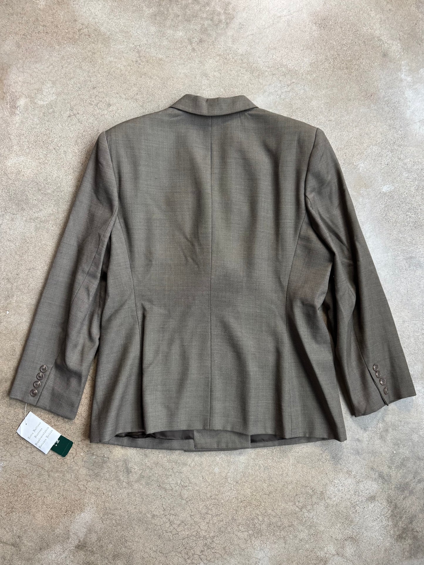 Vintage 1990s Lauren Ralph Lauren Brown Wool Double-Breasted Suit Jacket | Large