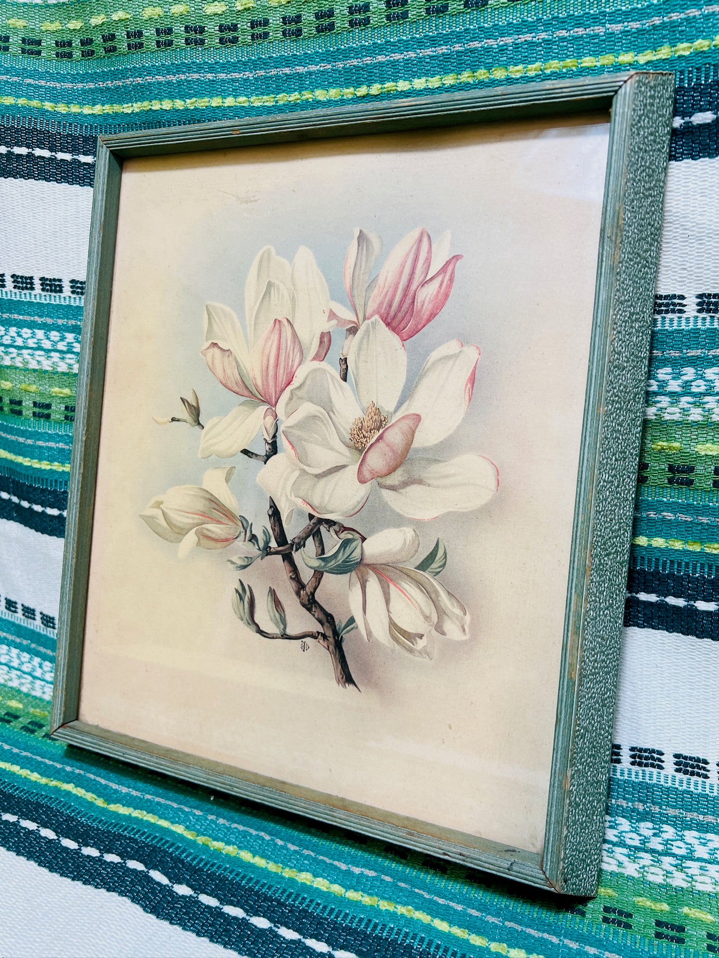 Vintage 1950s IBF Co. Framed Floral Lithograph Print