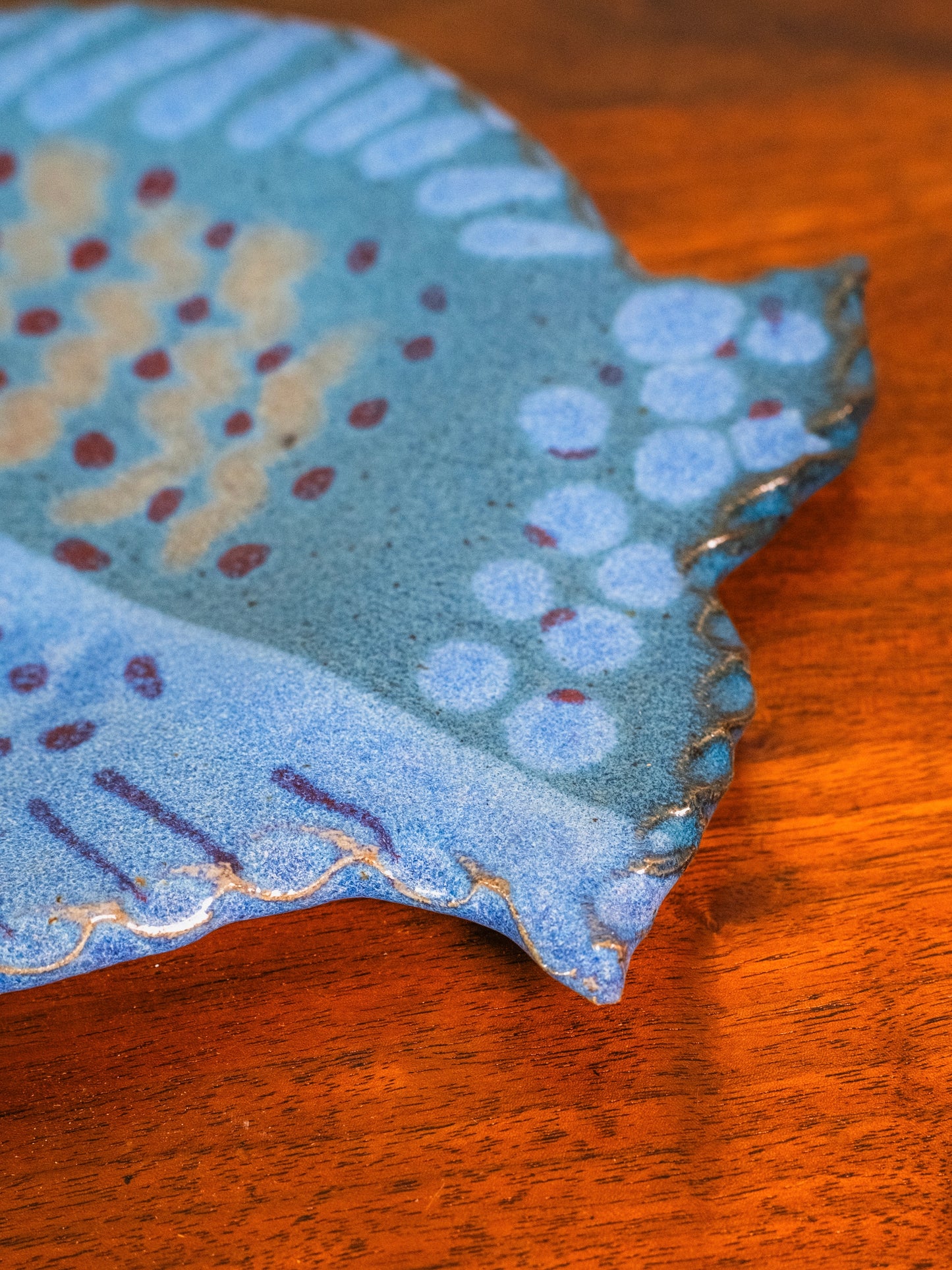 Vintage 1990s Studio Pottery Signed Fish Platter