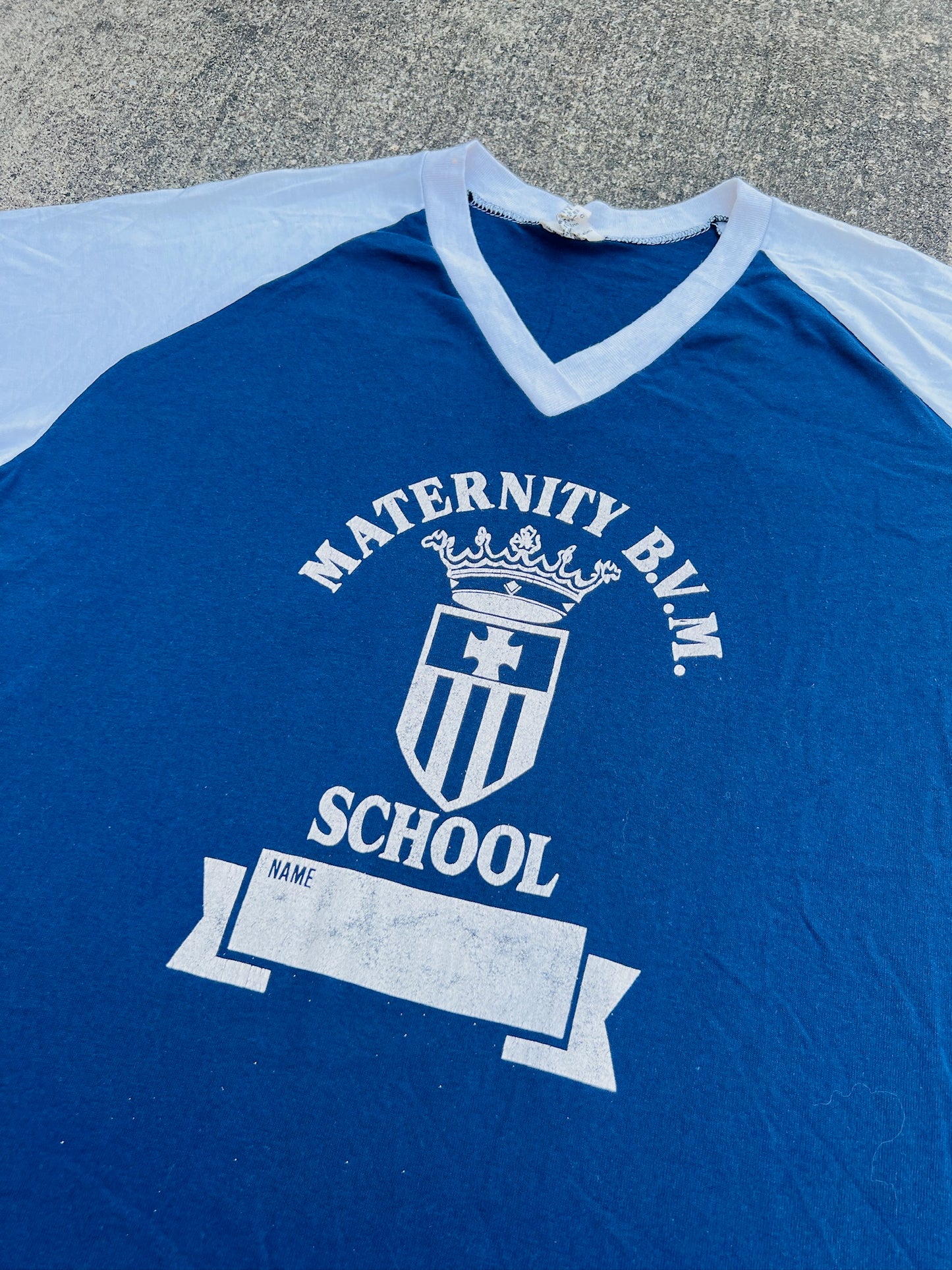 Vintage 1960s/70s Maternity B.V.M. School V-Neck Tee