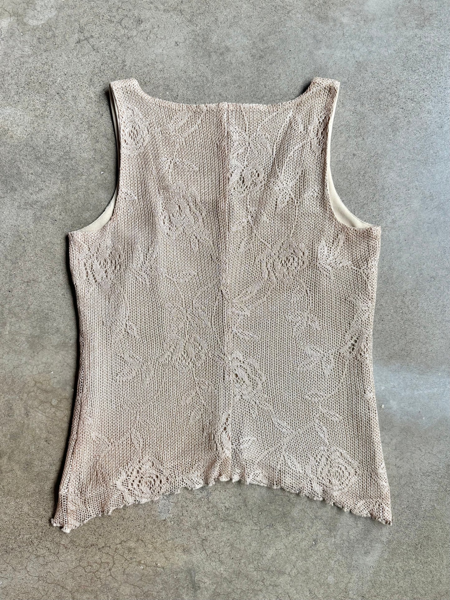 Vintage 1990s Spencer Alexis Gold Metallic Crochet Two-Piece Skirt Set | Small