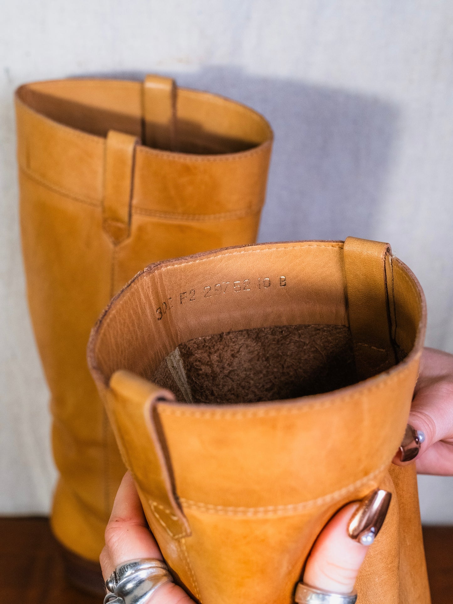 Vintage Tan Leather Knee-High Riding Boots | Women’s 10