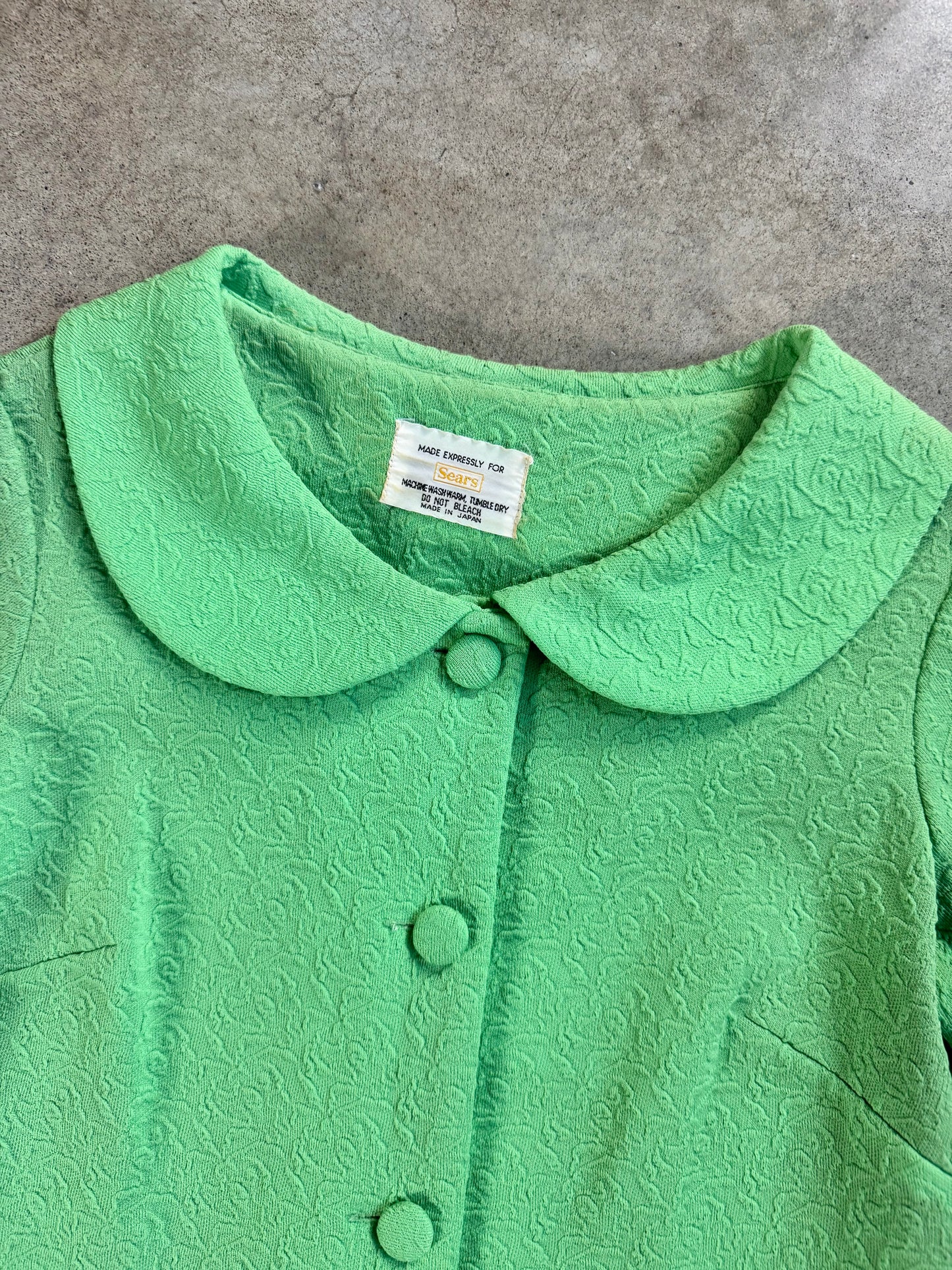 Vintage 1960s Sears Lime Green Short Sleeve Duster / House Jacket | Small