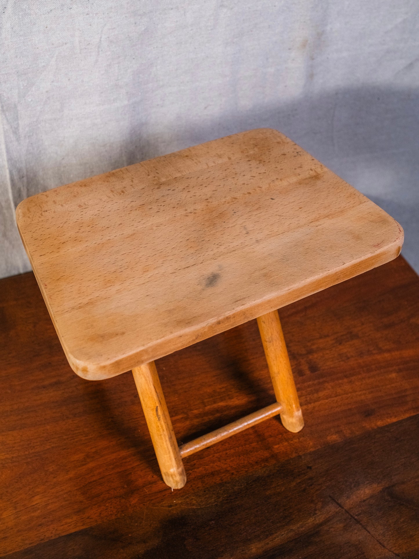 Vintage 1950s Wood Folding Stool