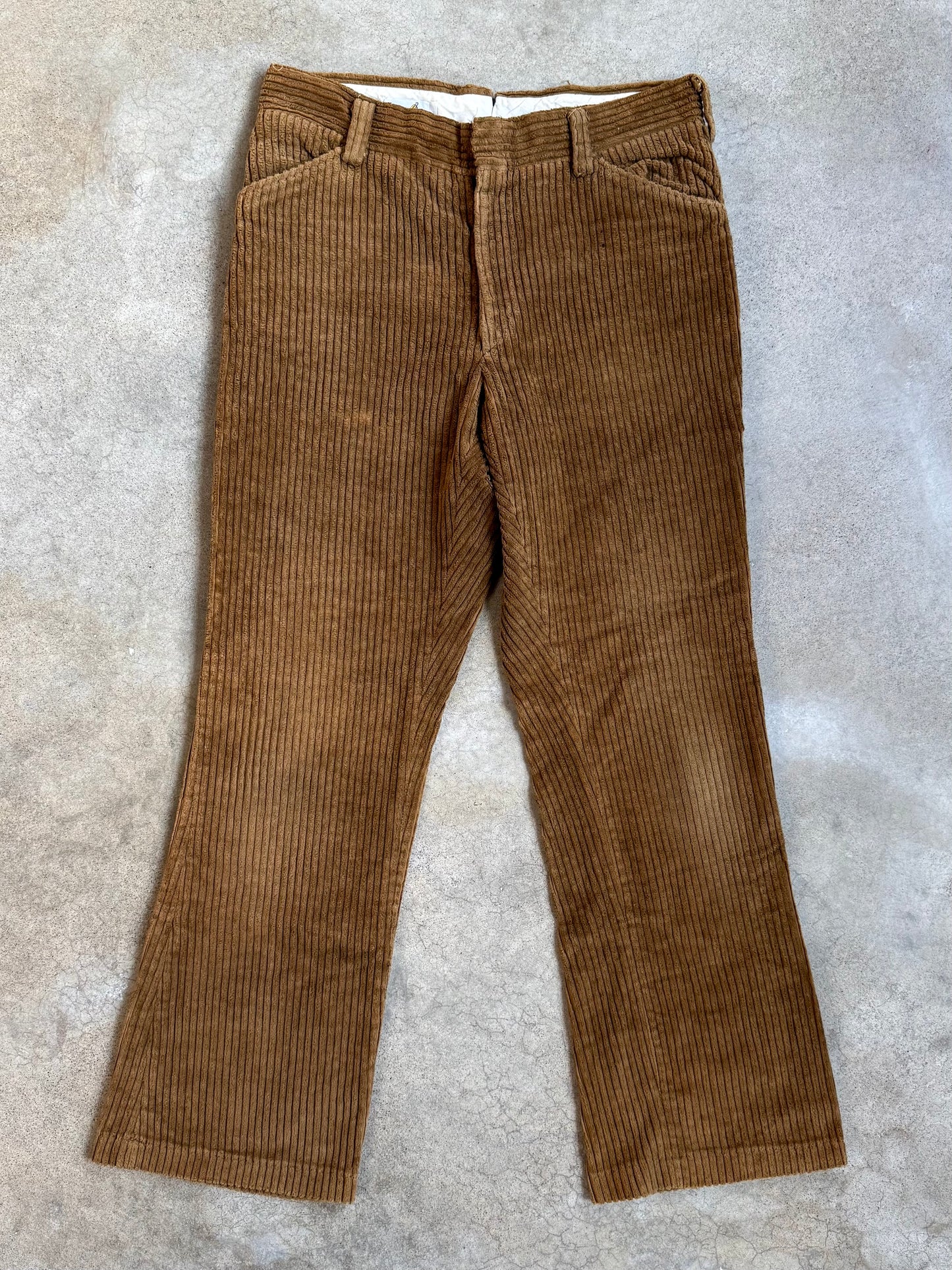 Vintage 1960s Shelby Slacks Brown Corduroy Flare Trousers | Waist 36”