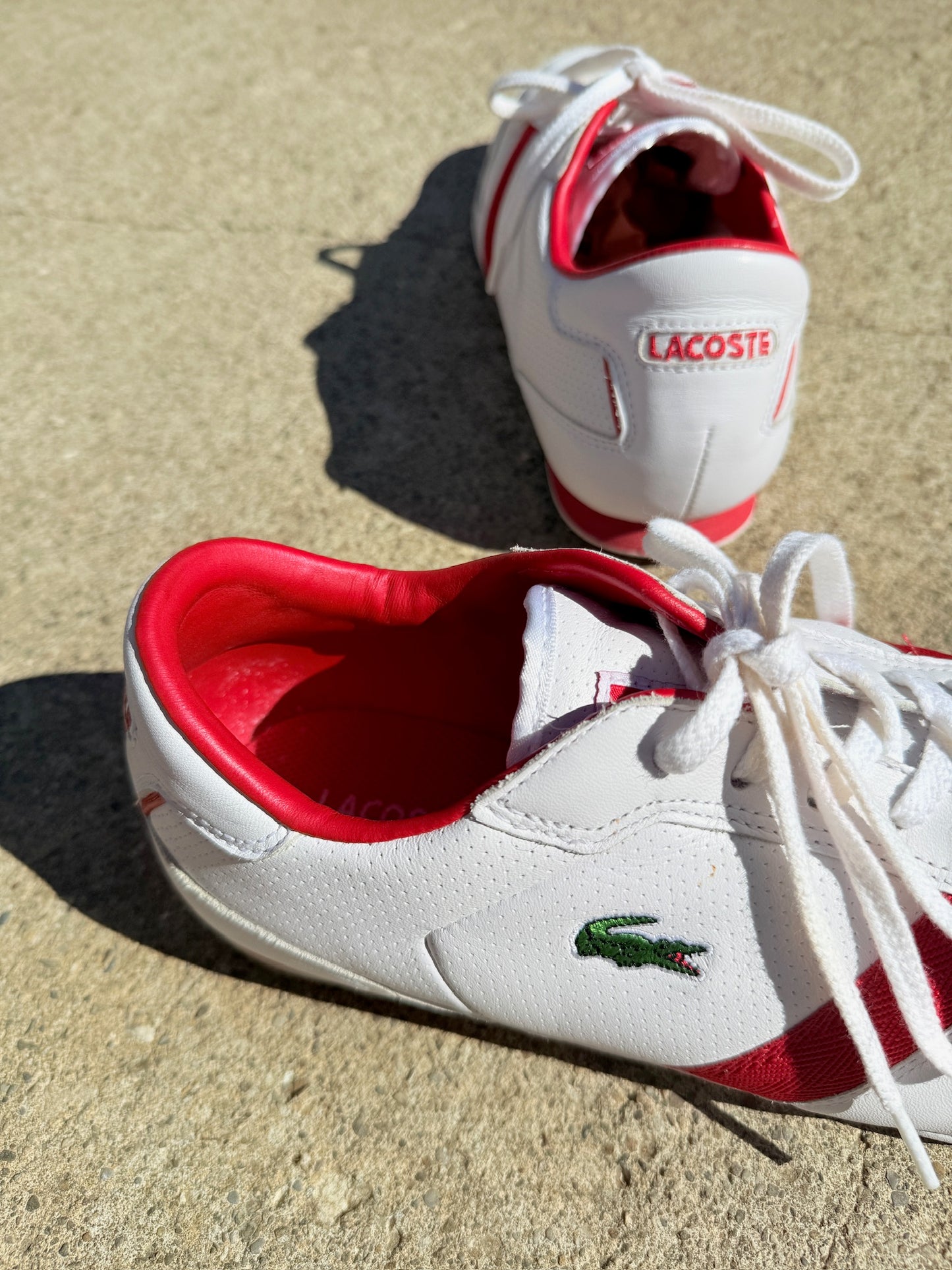 Lacoste Red & White T-Clip Sneakers | Men’s 10