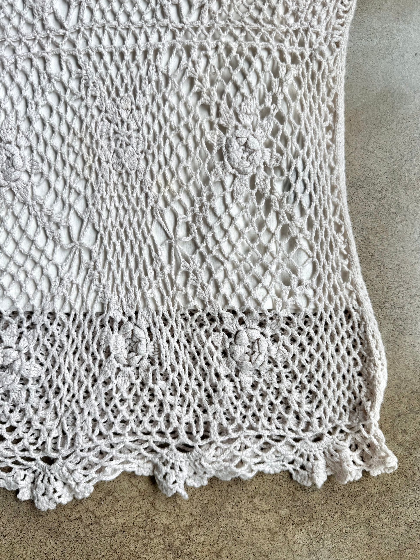 Vintage 1990s A.B. Studio White Crochet Tank Top | Large