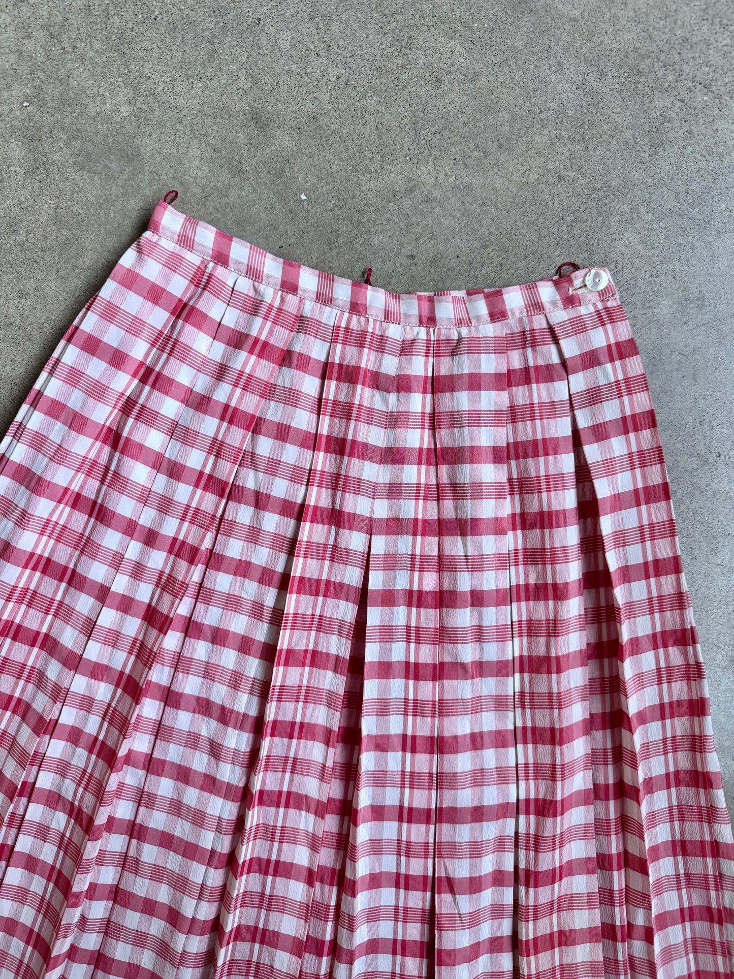 Vintage 1950s Majestic Red & White Plaid Two-Piece Skirt Set | XS